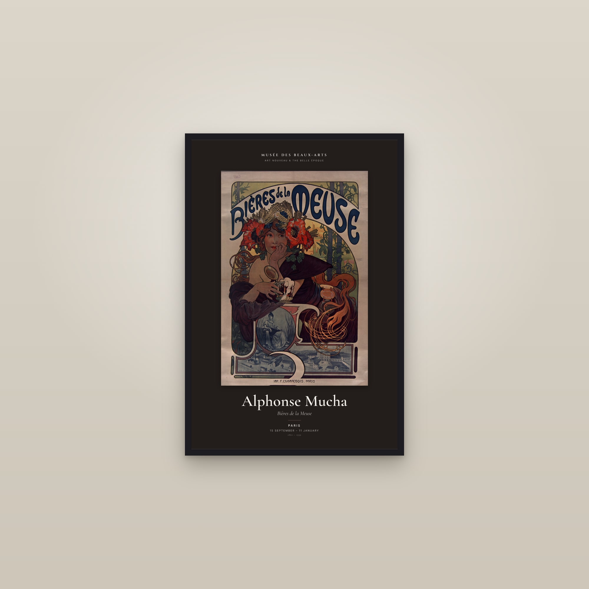 Bières de la Meuse — Exhibition Poster — framed in a gallery setting