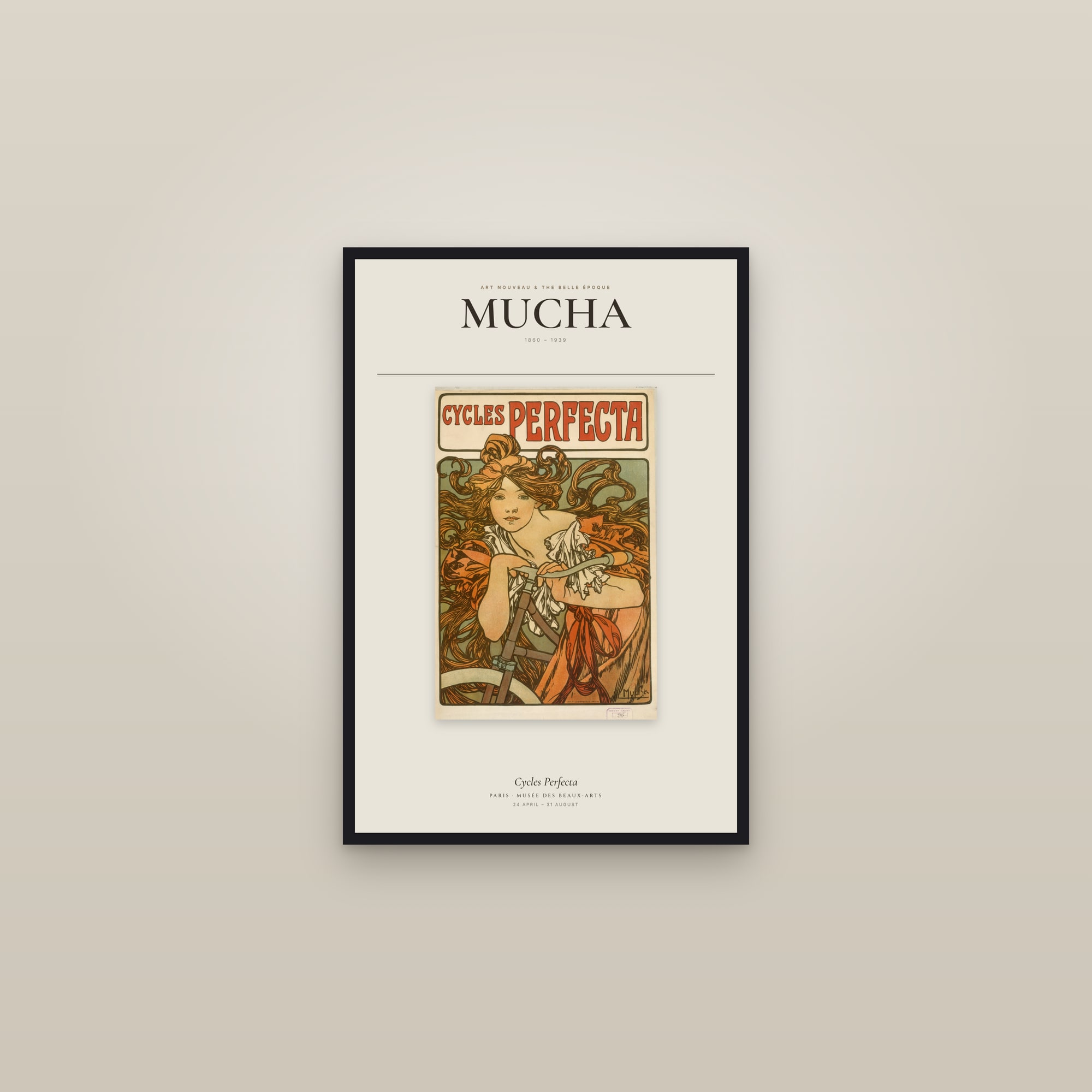 Cycles Perfecta — Exhibition Poster — framed in a gallery setting
