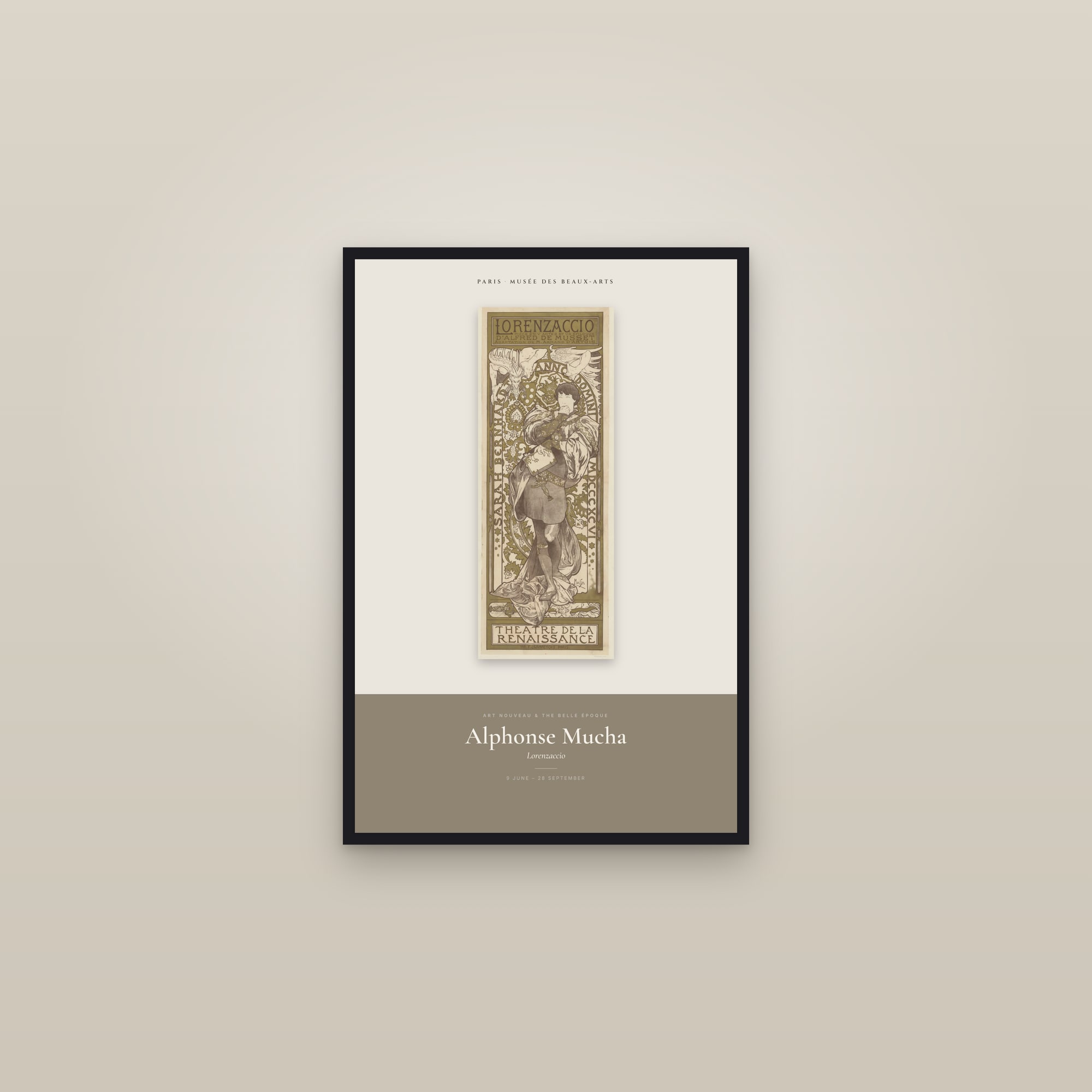 Lorenzaccio — Exhibition Poster — framed in a gallery setting