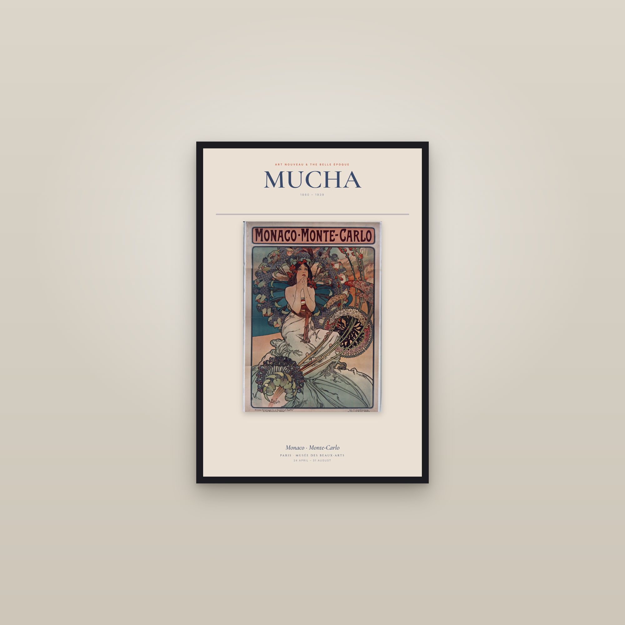 Monaco · Monte-Carlo — Exhibition Poster — framed in a gallery setting