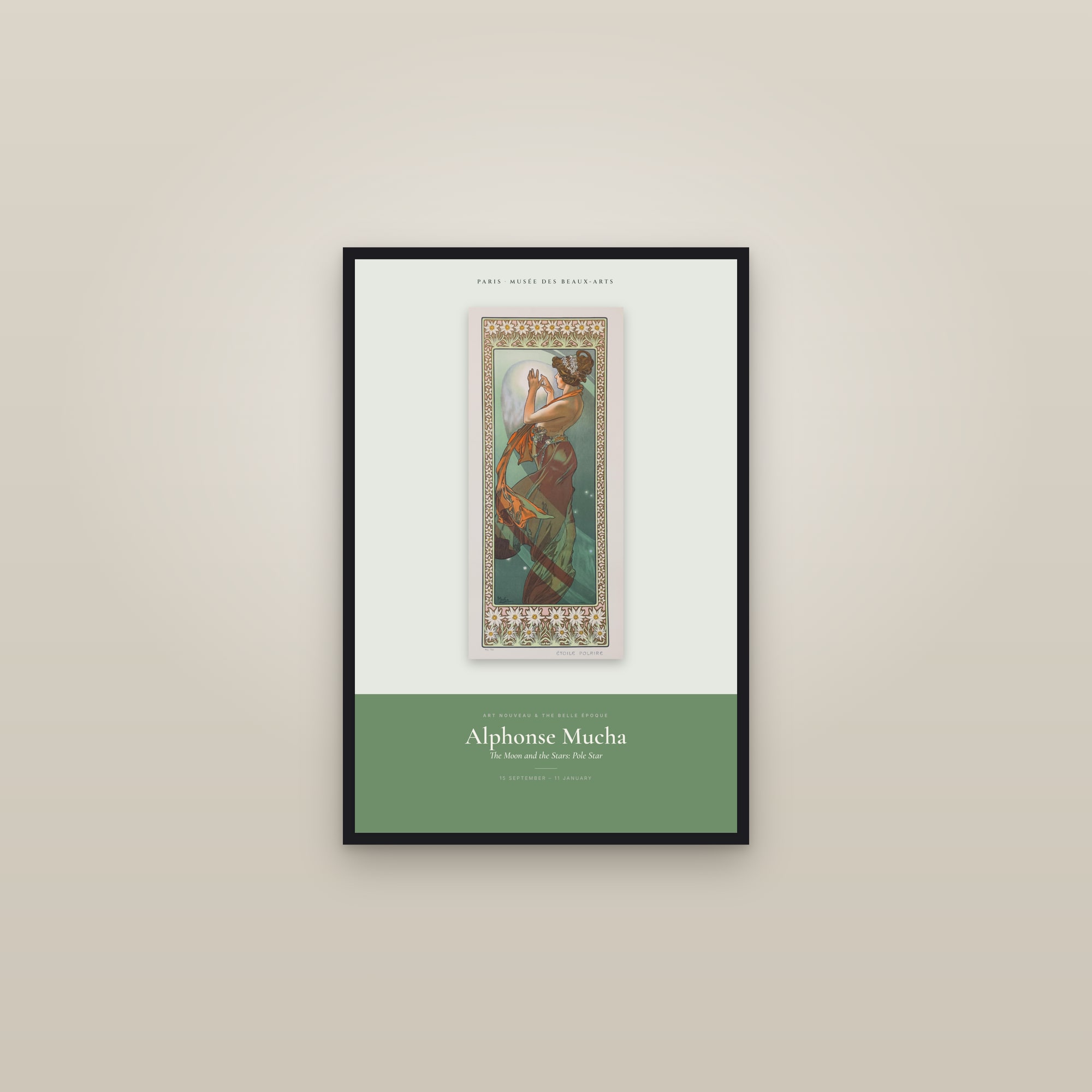 The Moon and the Stars: Pole Star — Exhibition Poster — framed in a gallery setting
