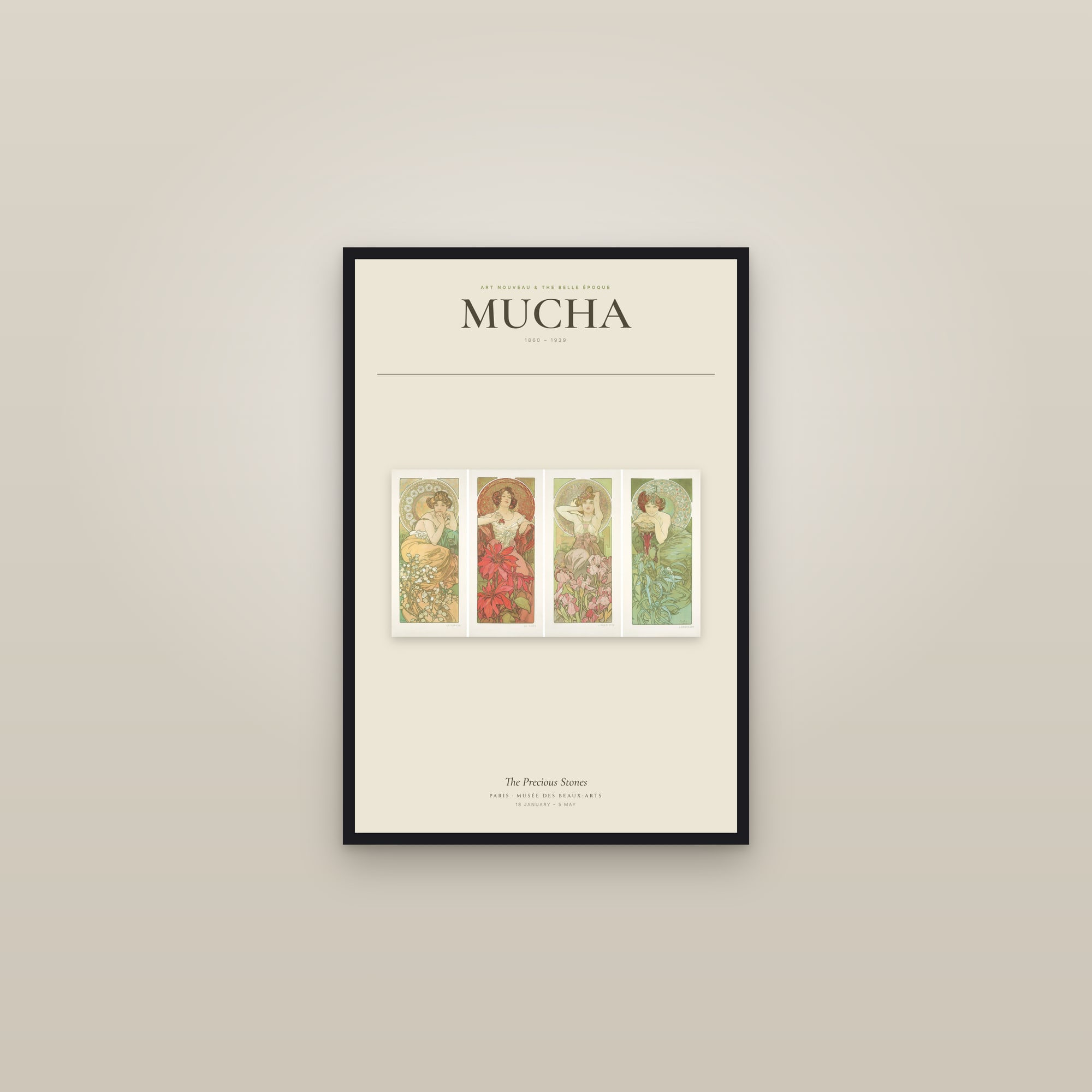 The Precious Stones — Exhibition Poster — framed in a gallery setting