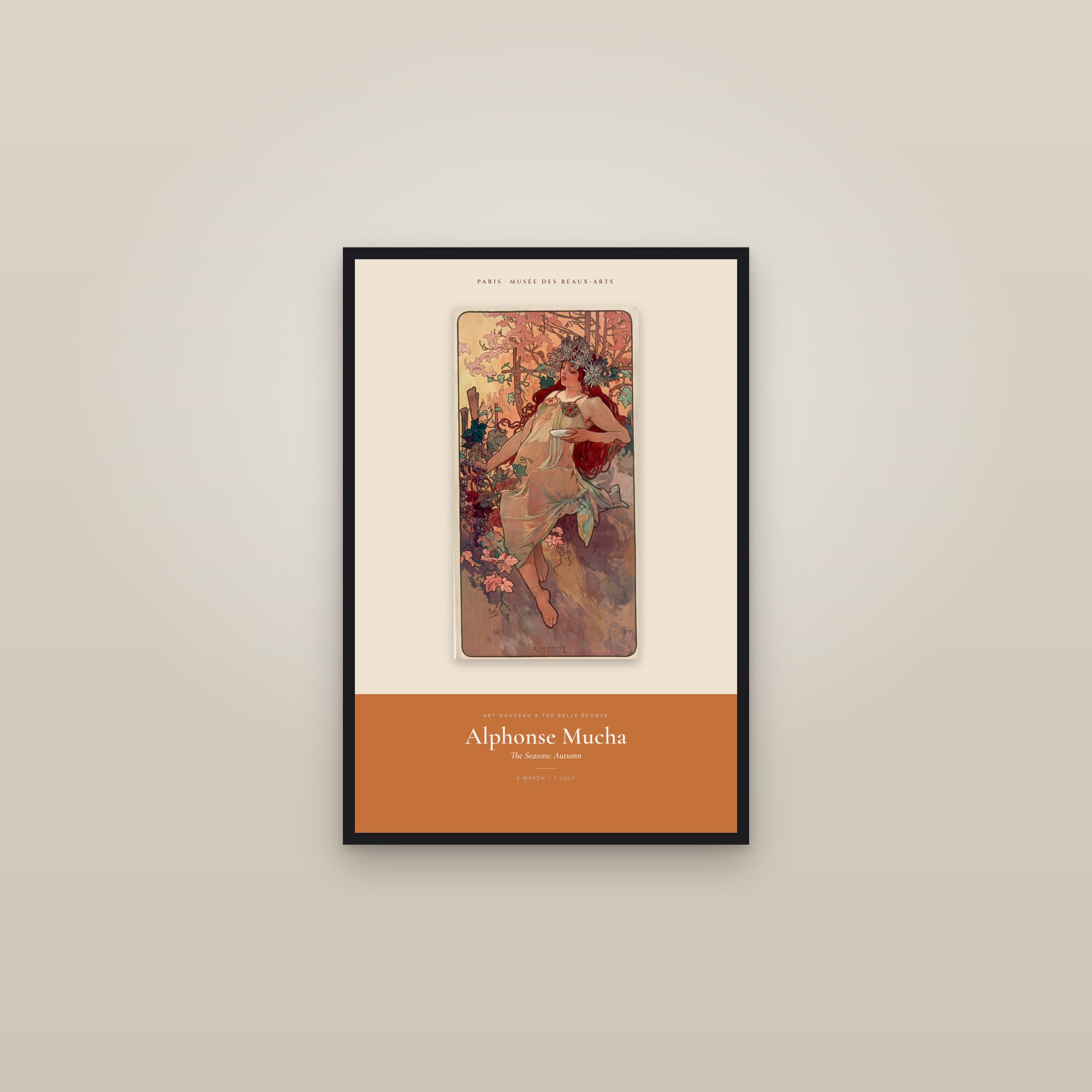 The Seasons: Autumn — Exhibition Poster — framed in a gallery setting