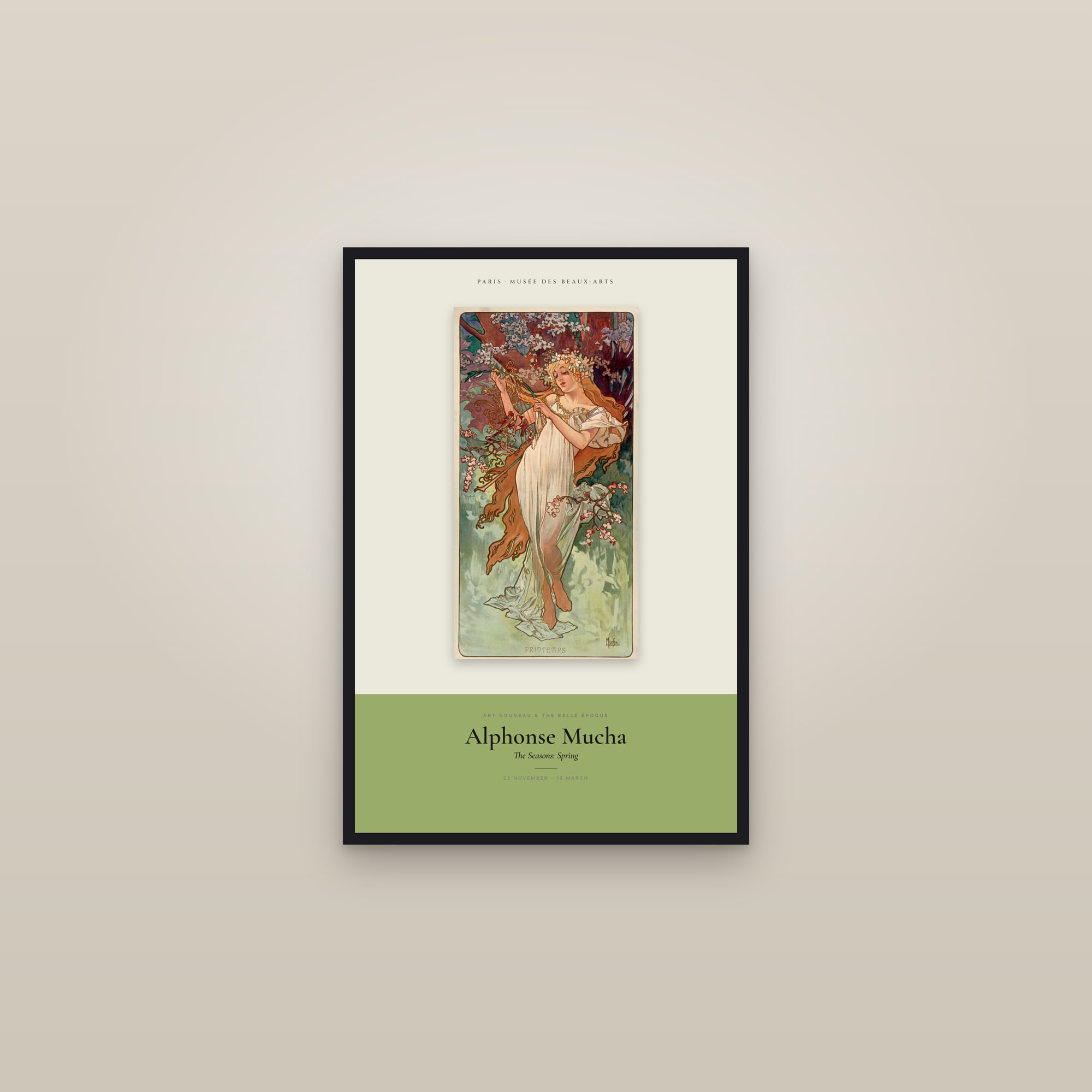 The Seasons: Spring — Exhibition Poster — framed in a gallery setting