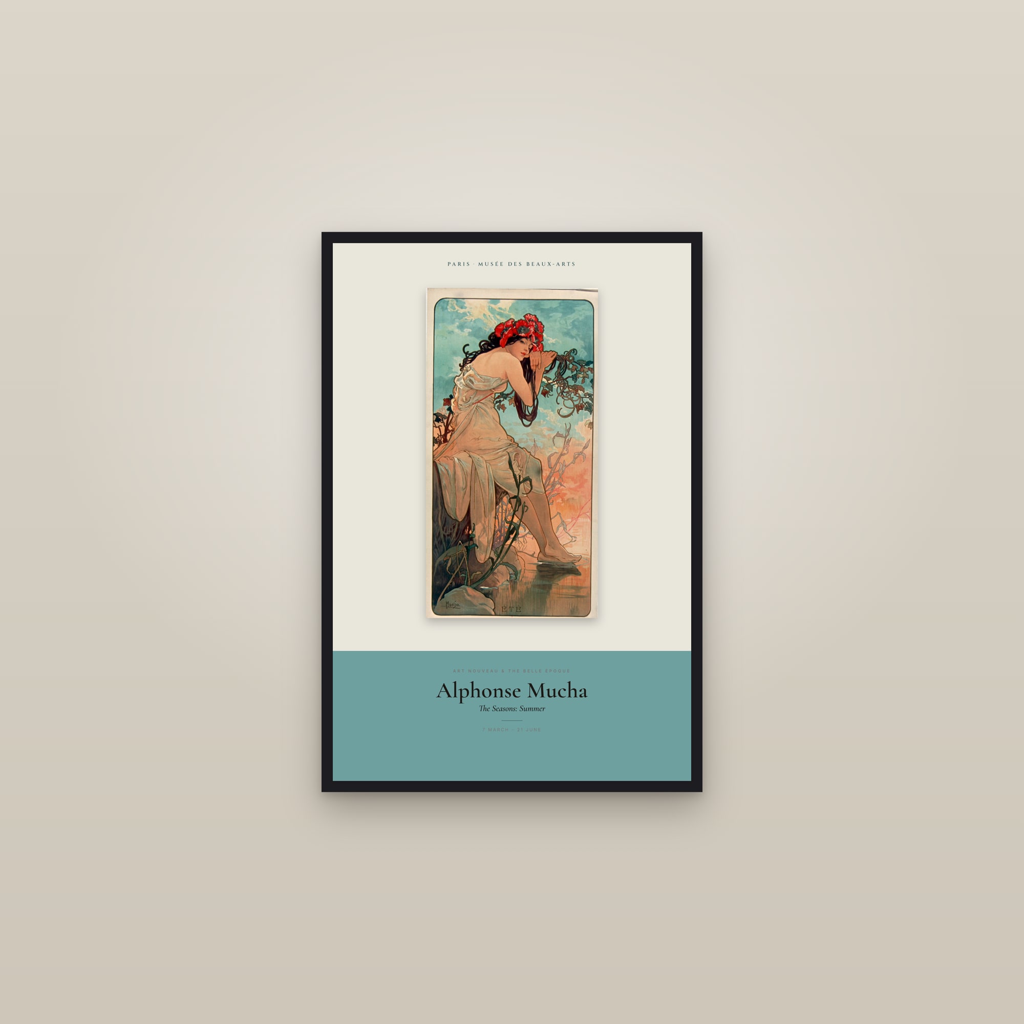 The Seasons: Summer — Exhibition Poster — framed in a gallery setting