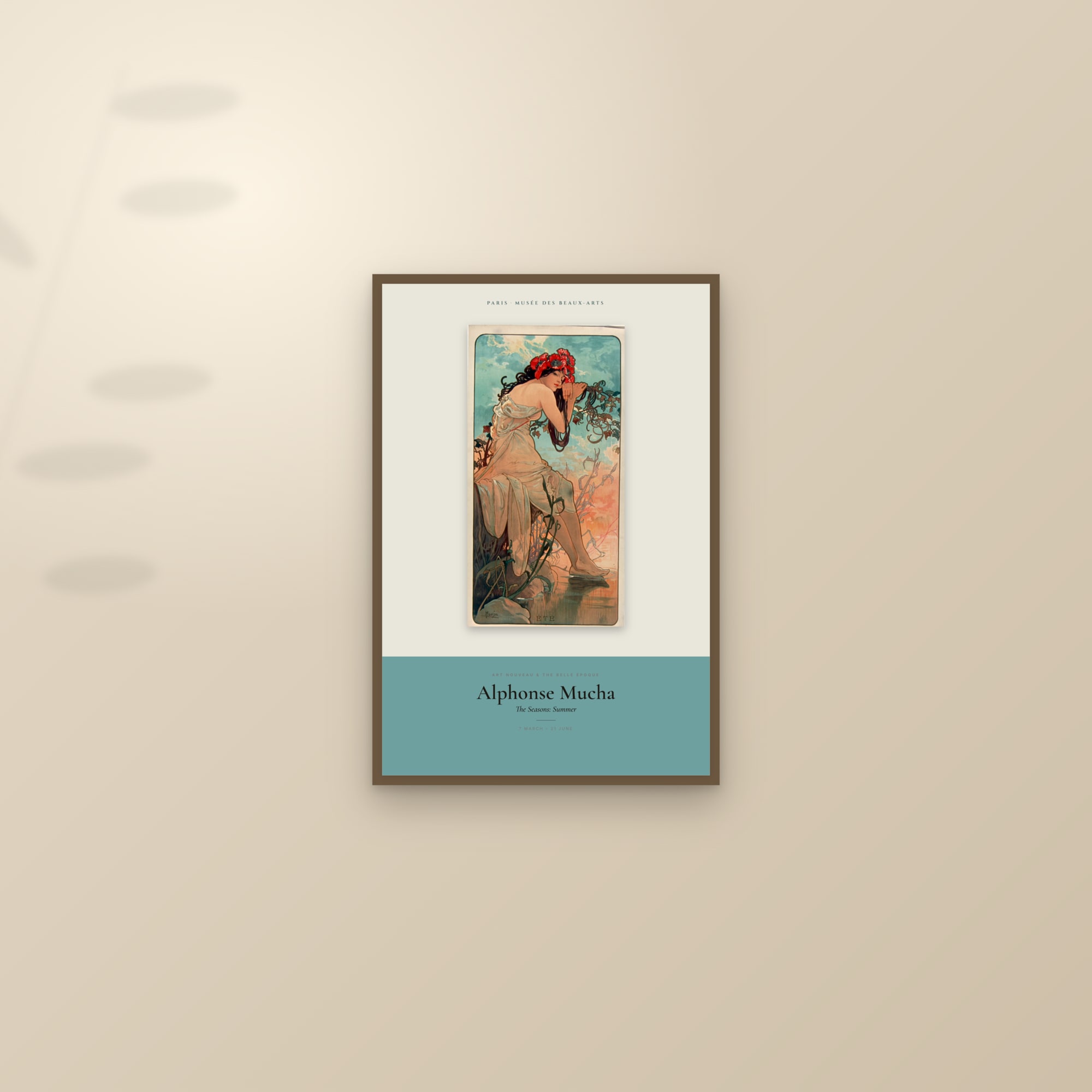 The Seasons: Summer — Exhibition Poster — framed and styled on a sunlit wall