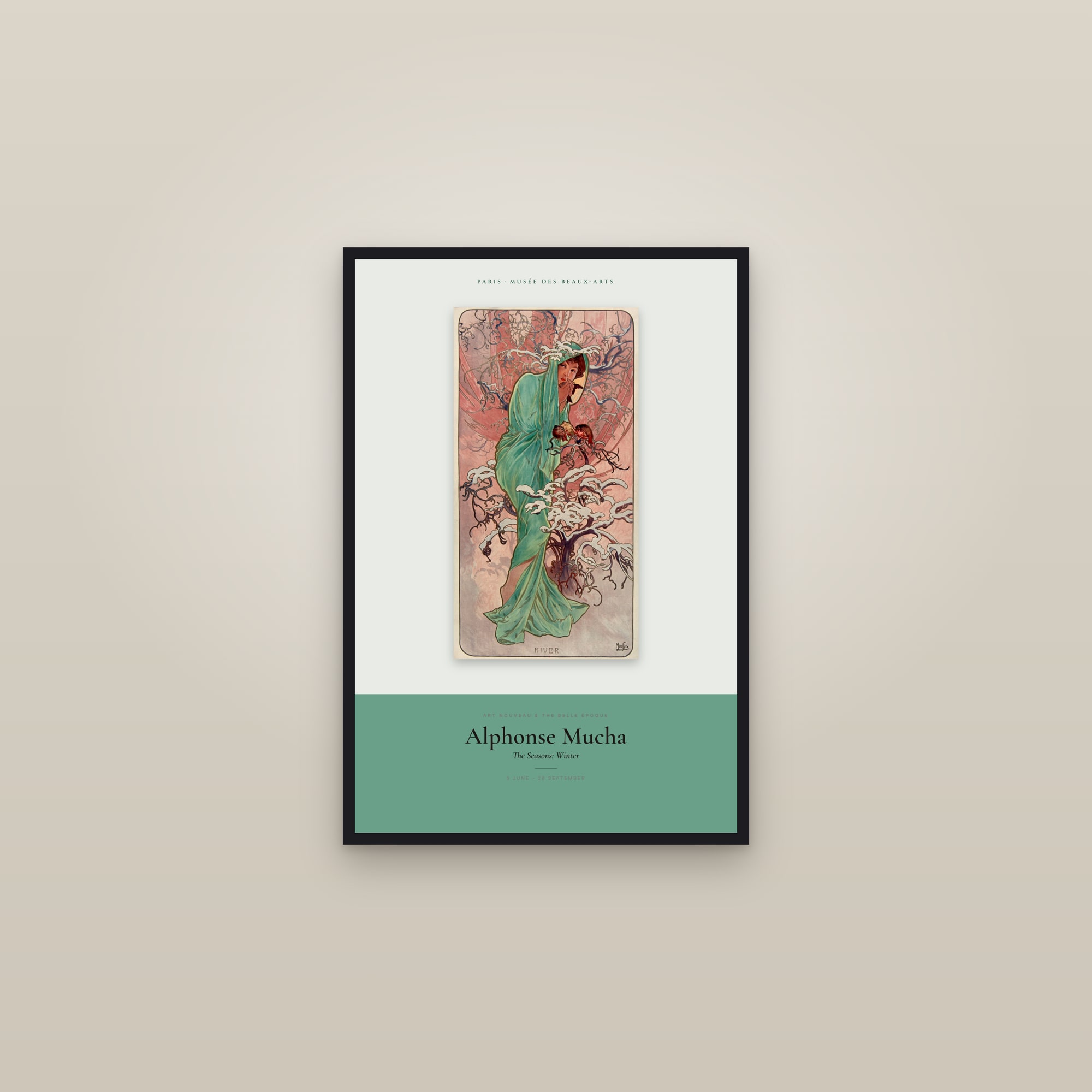 The Seasons: Winter — Exhibition Poster — framed in a gallery setting
