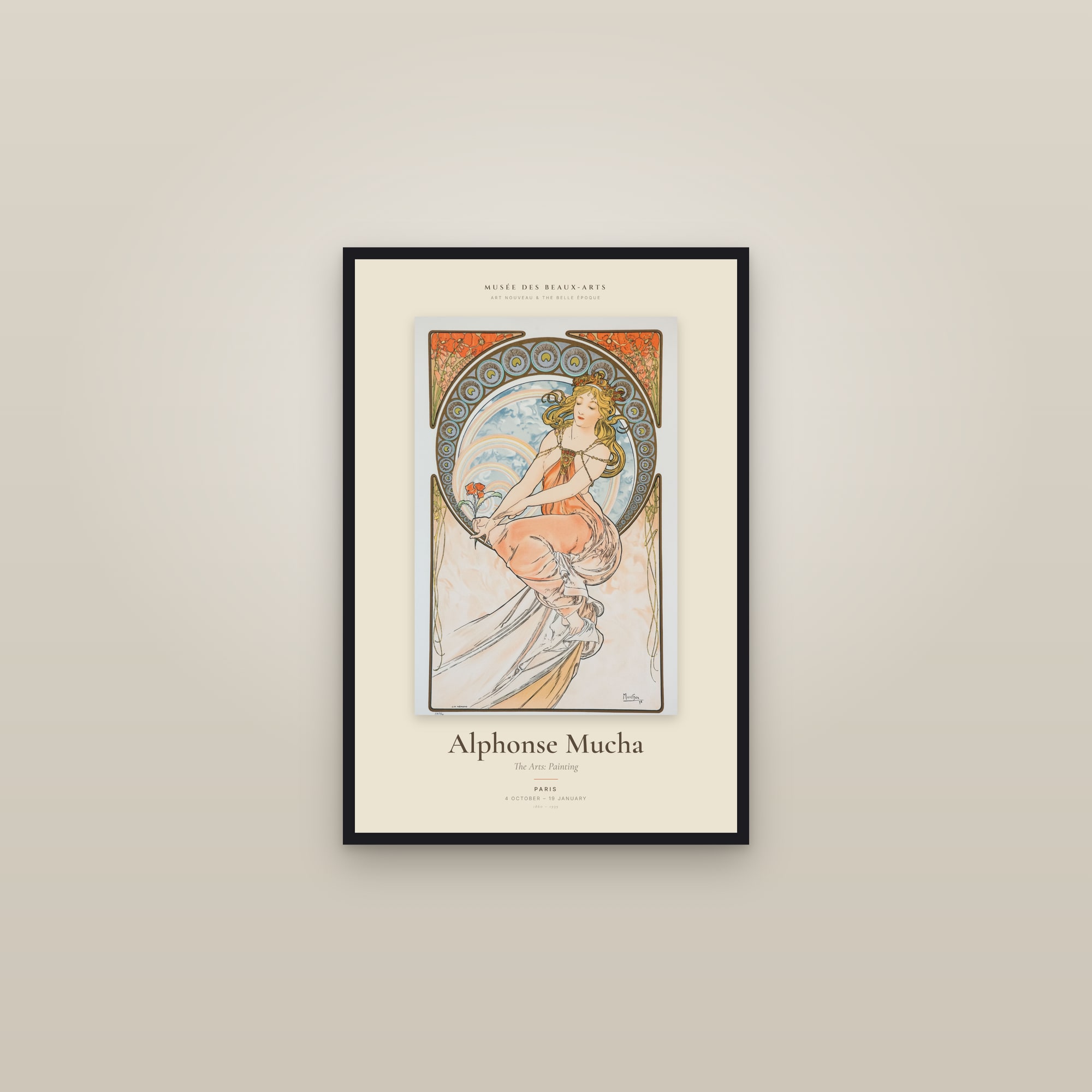 The Arts: Painting — Exhibition Poster — framed in a gallery setting