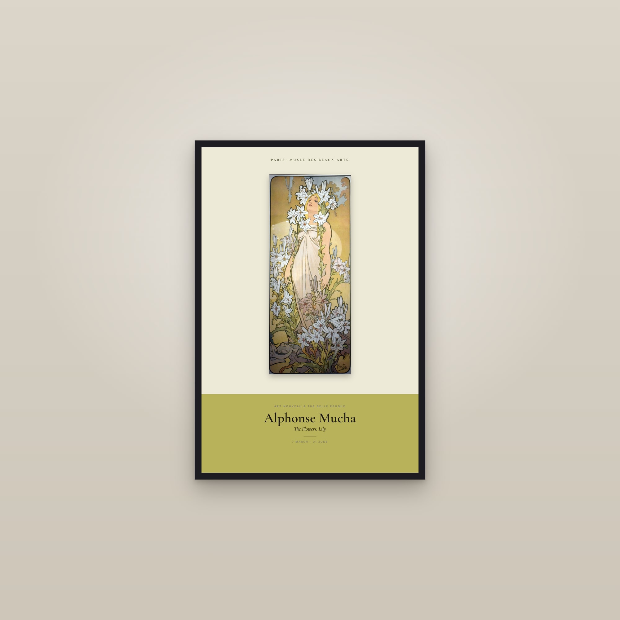 The Flowers: Lily — Exhibition Poster — framed in a gallery setting