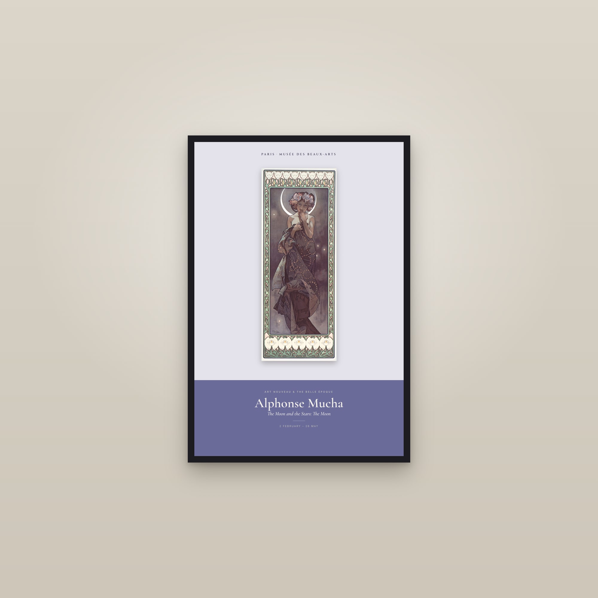 The Moon and the Stars: The Moon — Exhibition Poster — framed in a gallery setting