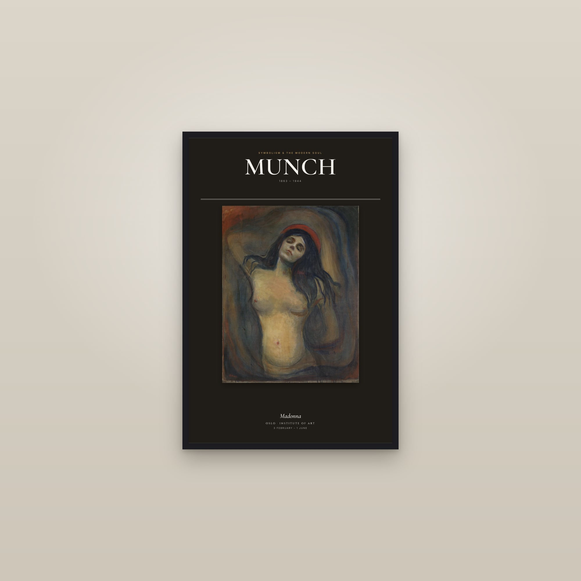 Madonna — Exhibition Poster — framed in a gallery setting