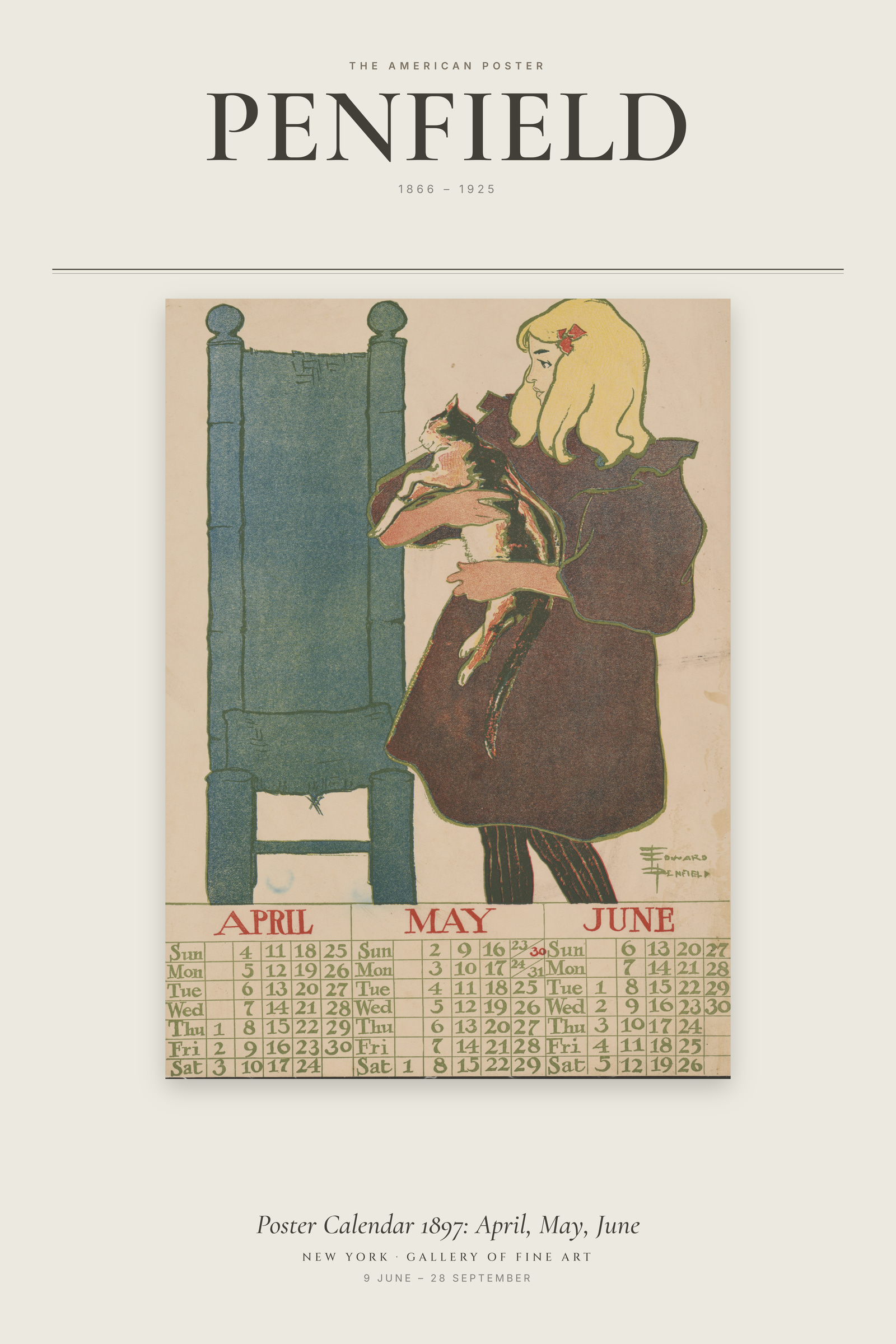 Poster Calendar 1897: April, May, June — Exhibition Poster