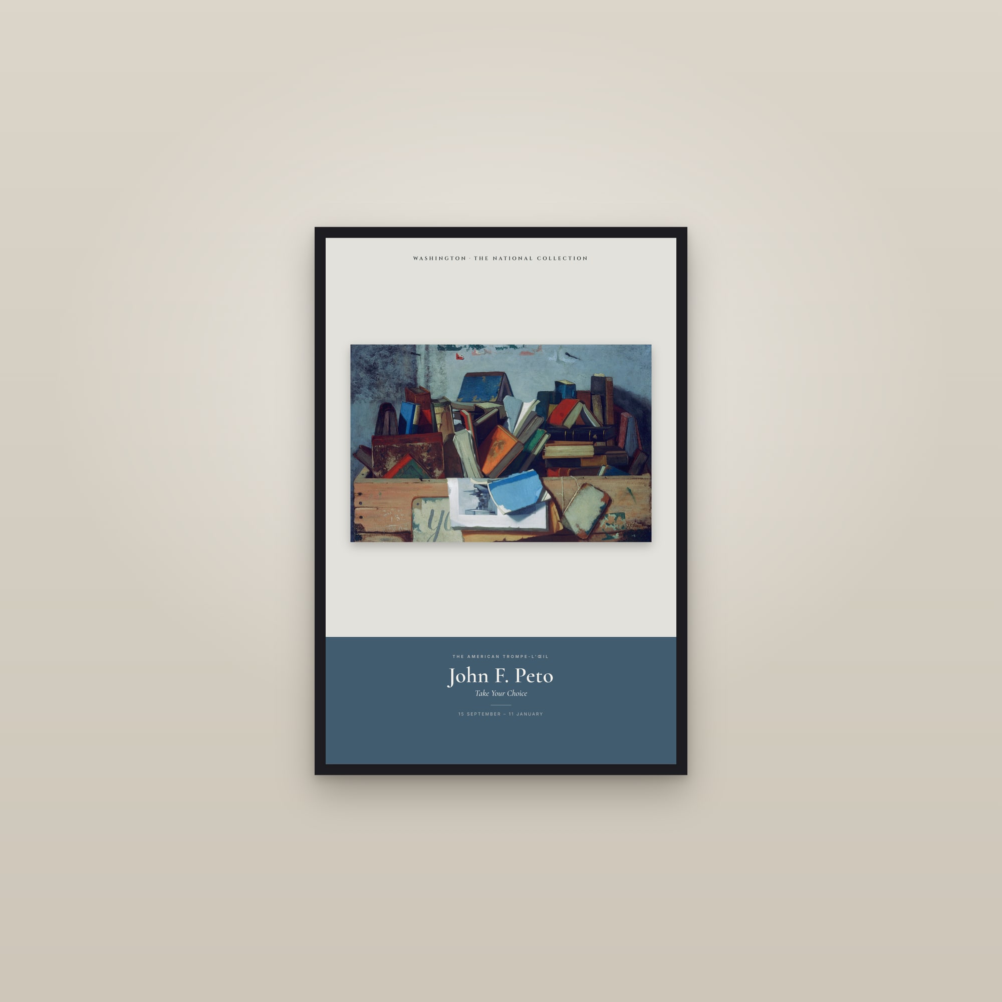 Take Your Choice — Exhibition Poster — framed in a gallery setting