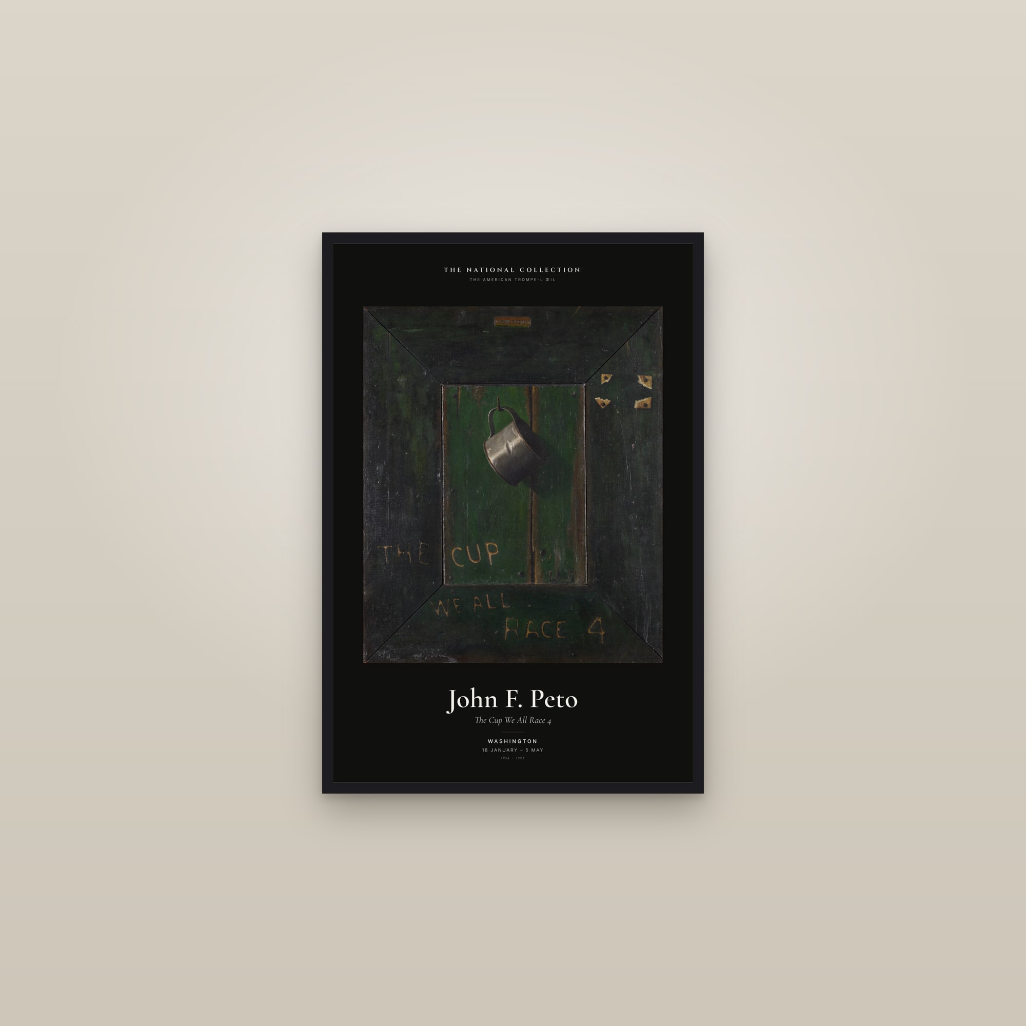 The Cup We All Race 4 — Exhibition Poster — framed in a gallery setting
