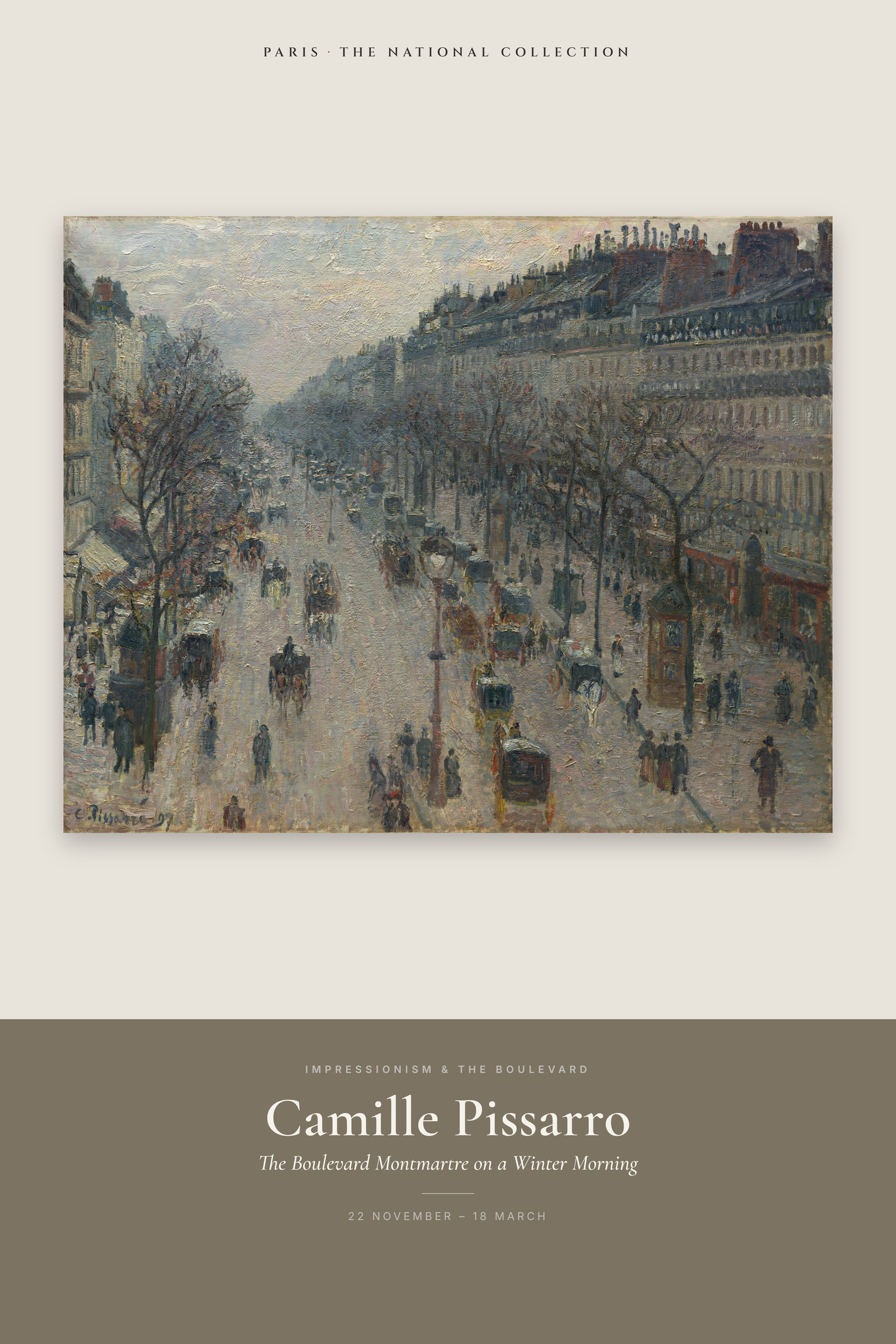 The Boulevard Montmartre on a Winter Morning — Exhibition Poster
