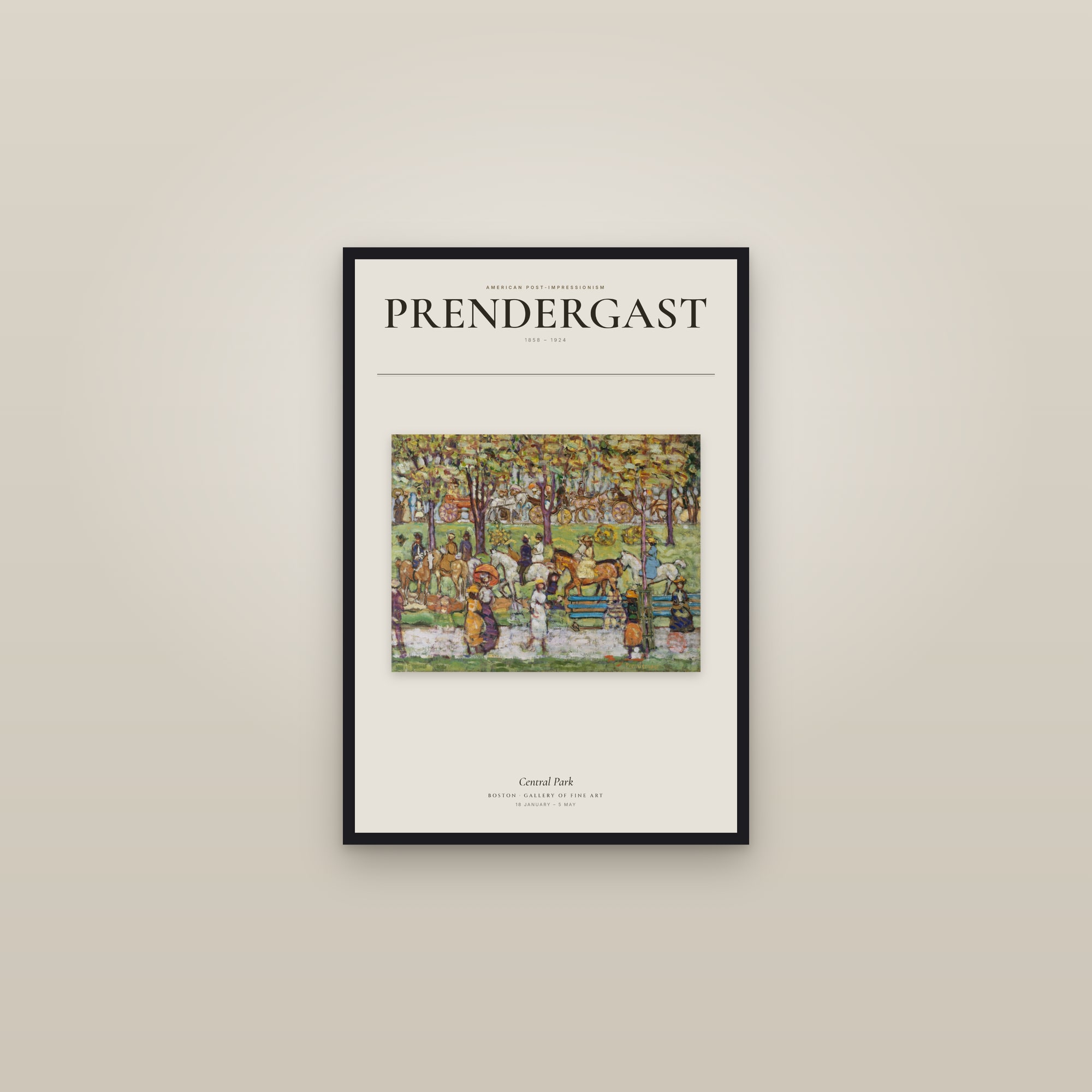 Central Park — Exhibition Poster — framed in a gallery setting