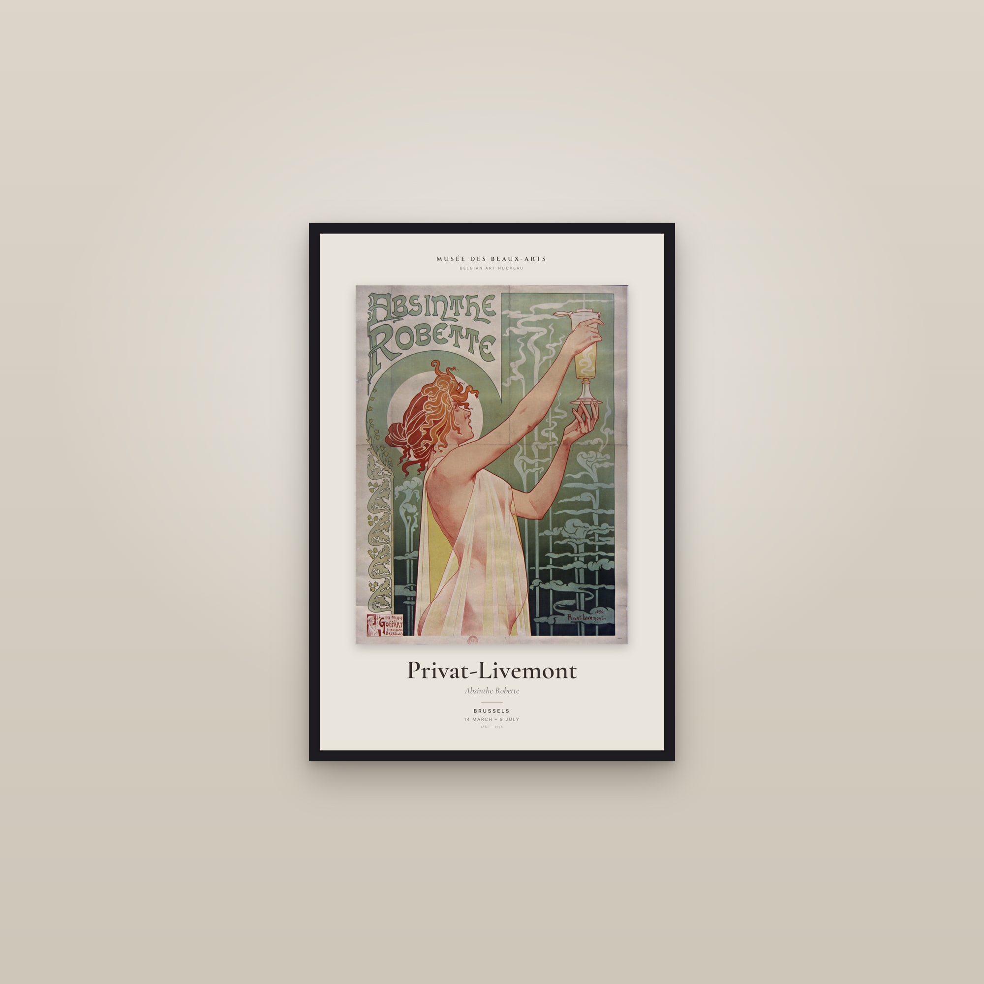 Absinthe Robette — Exhibition Poster — framed in a gallery setting