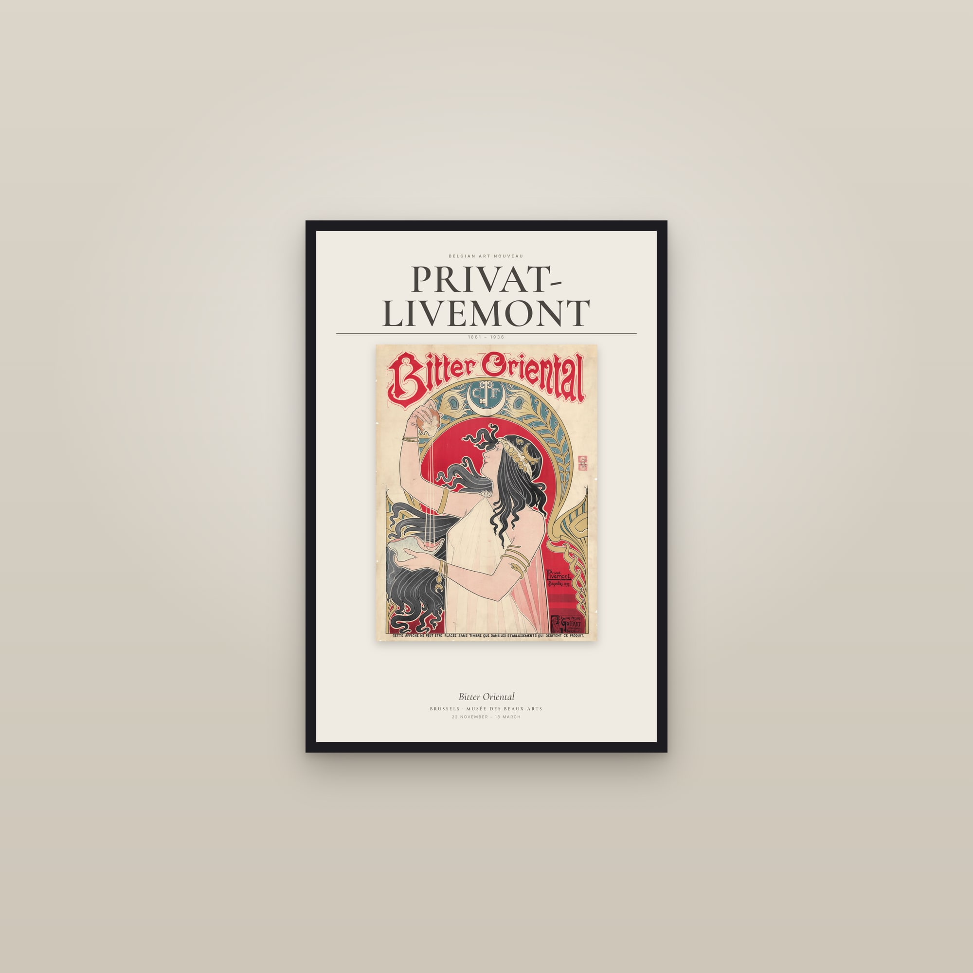 Bitter Oriental — Exhibition Poster — framed in a gallery setting