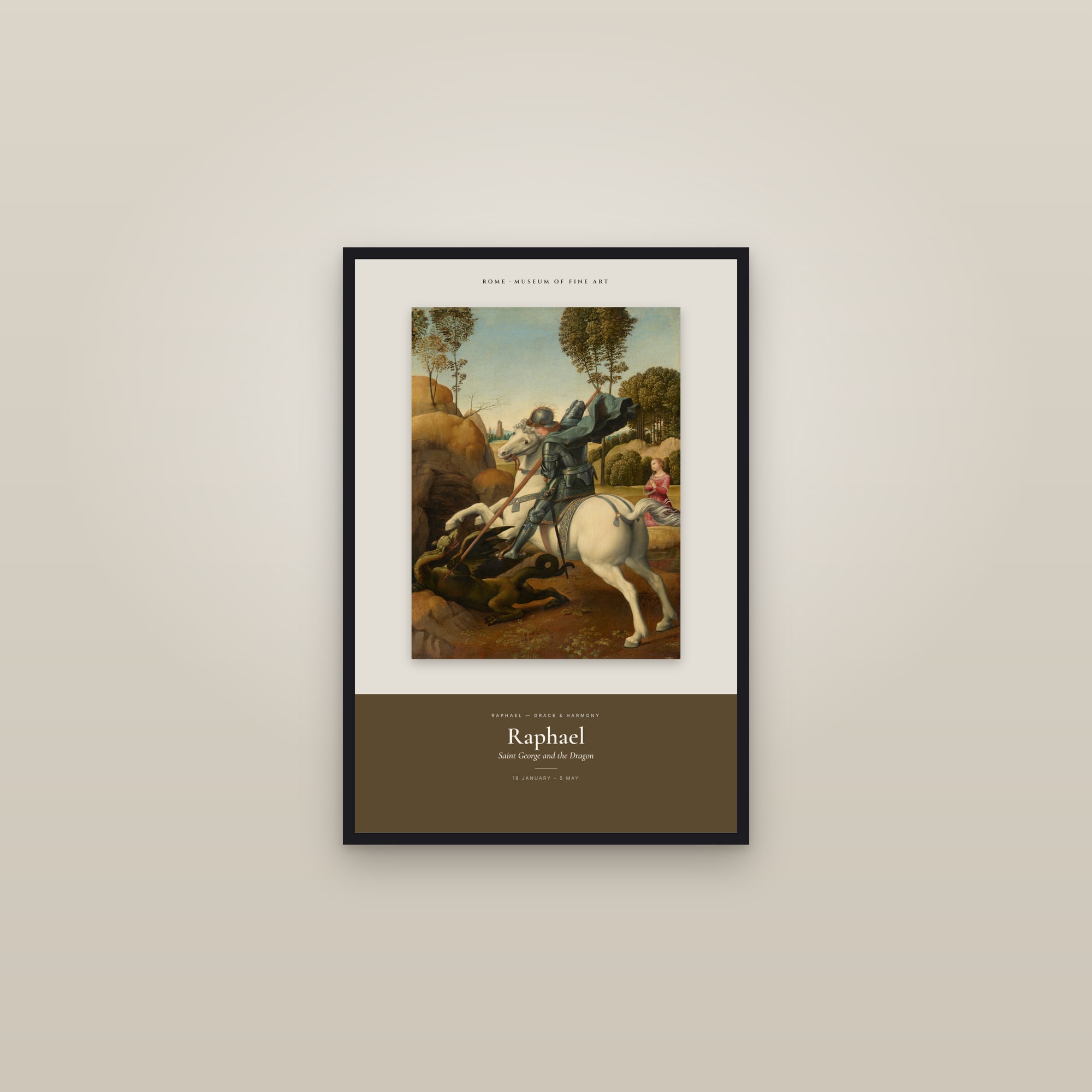 Saint George and the Dragon — Exhibition Poster — framed in a gallery setting