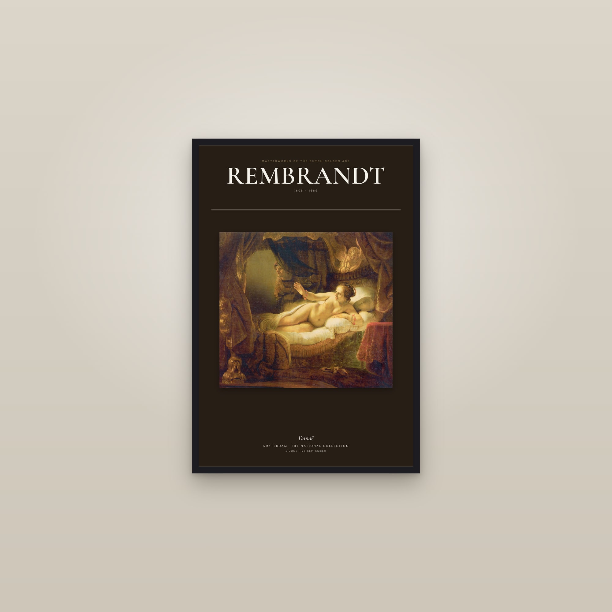 Danaë — Exhibition Poster — framed in a gallery setting