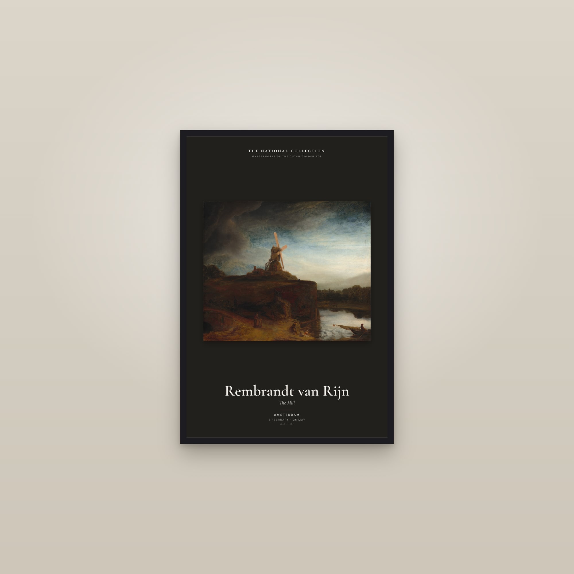 The Mill — Exhibition Poster — framed in a gallery setting