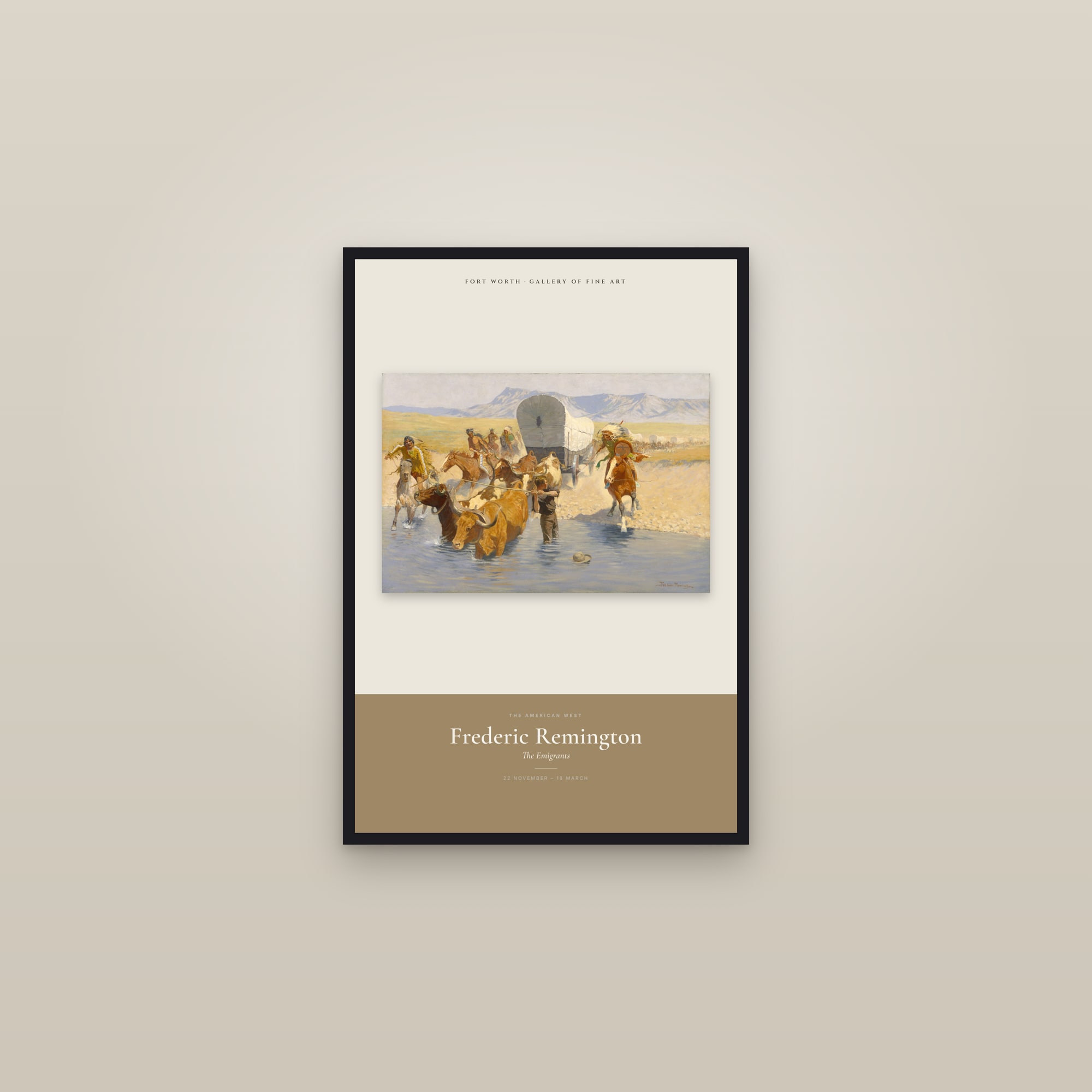 The Emigrants — Exhibition Poster — framed in a gallery setting