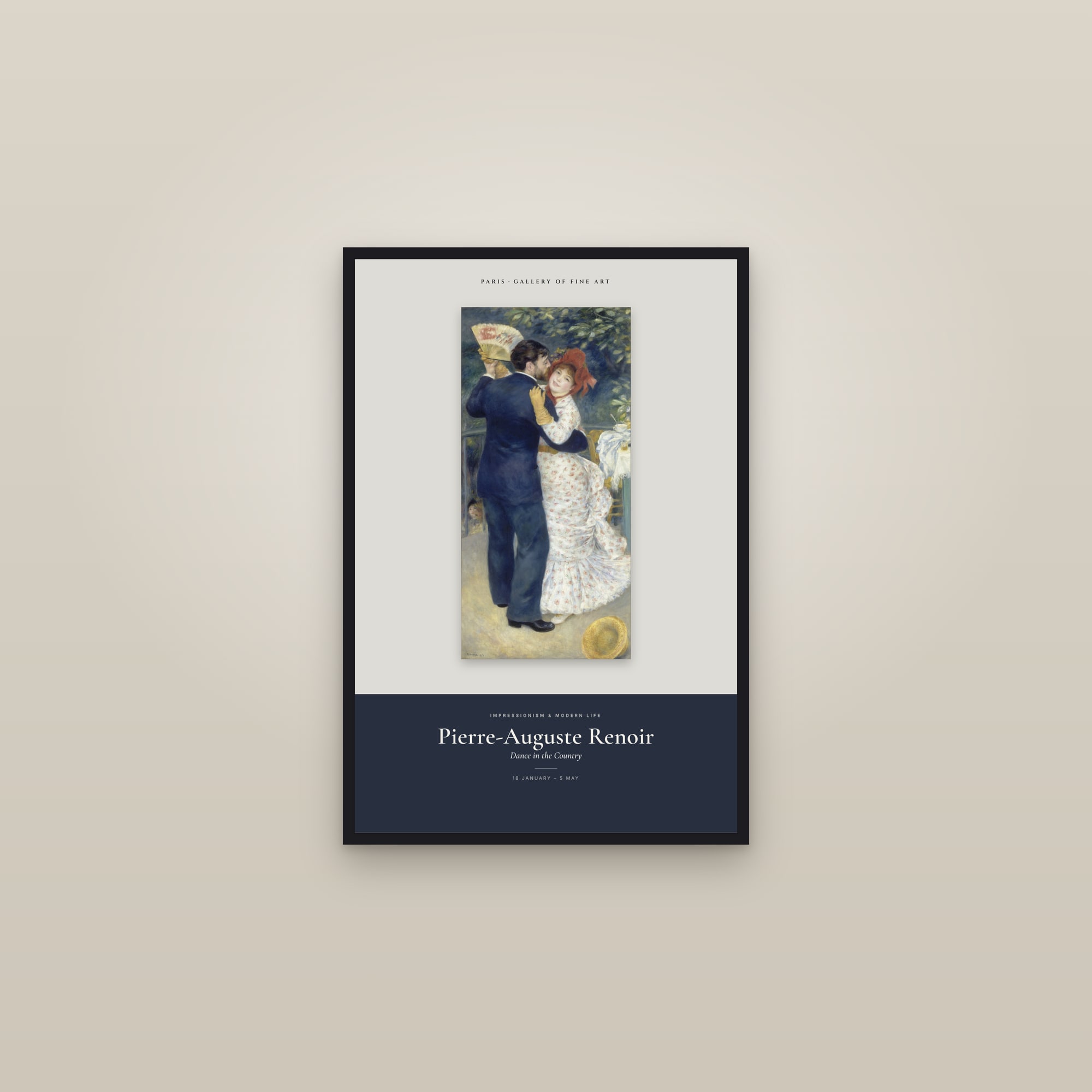 Dance in the Country — Exhibition Poster — framed in a gallery setting