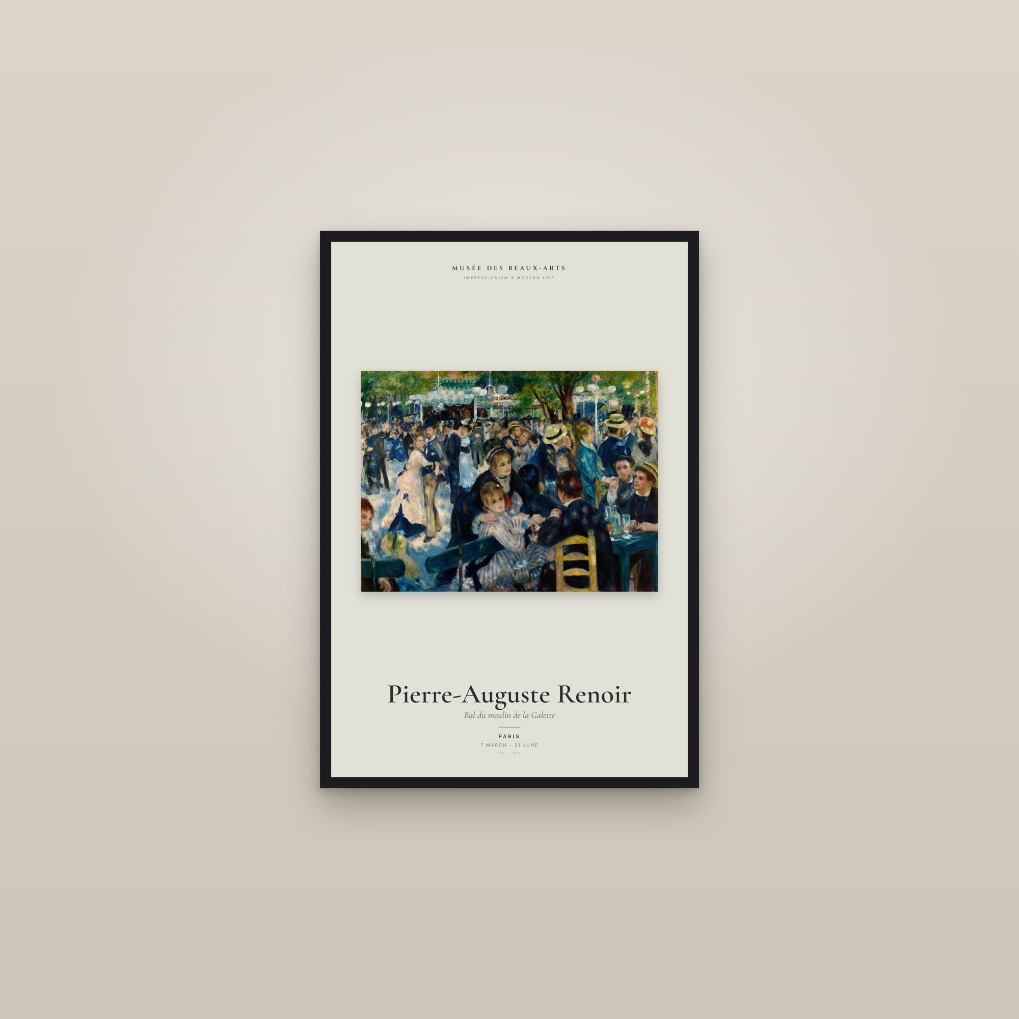 Bal du moulin de la Galette — Exhibition Poster — framed in a gallery setting