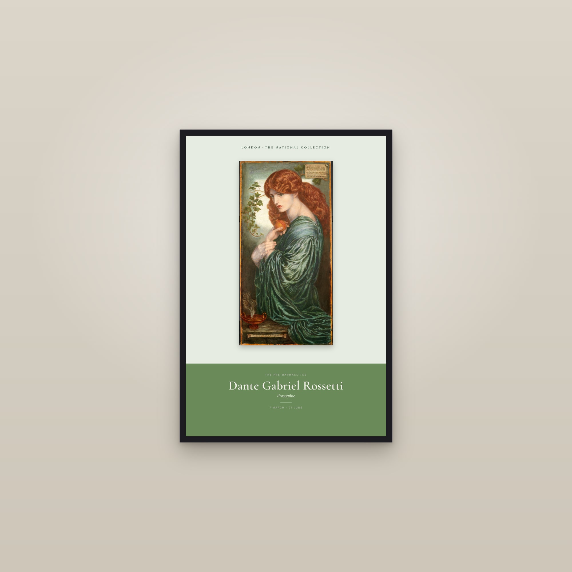 Proserpine — Exhibition Poster — framed in a gallery setting