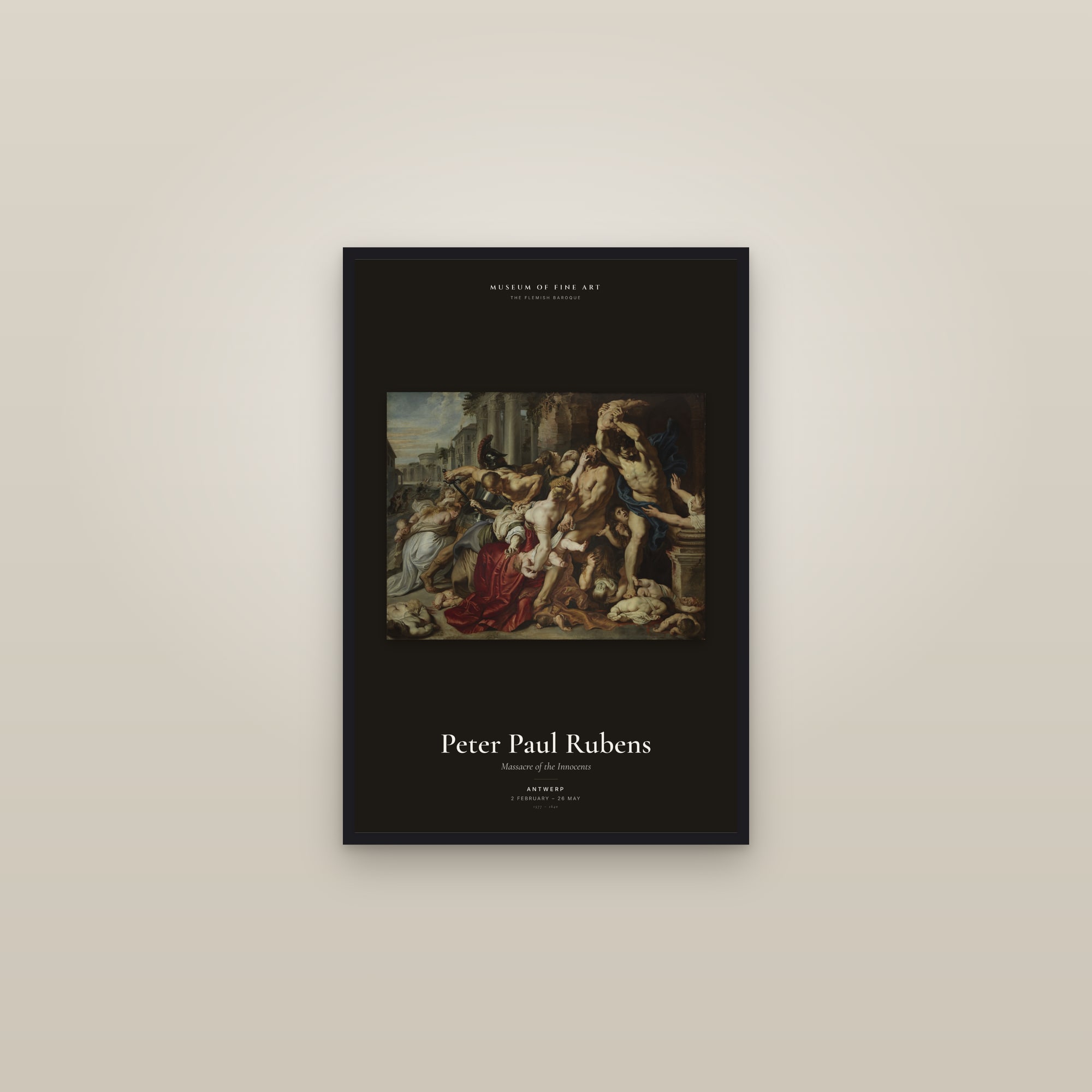 Massacre of the Innocents — Exhibition Poster — framed in a gallery setting