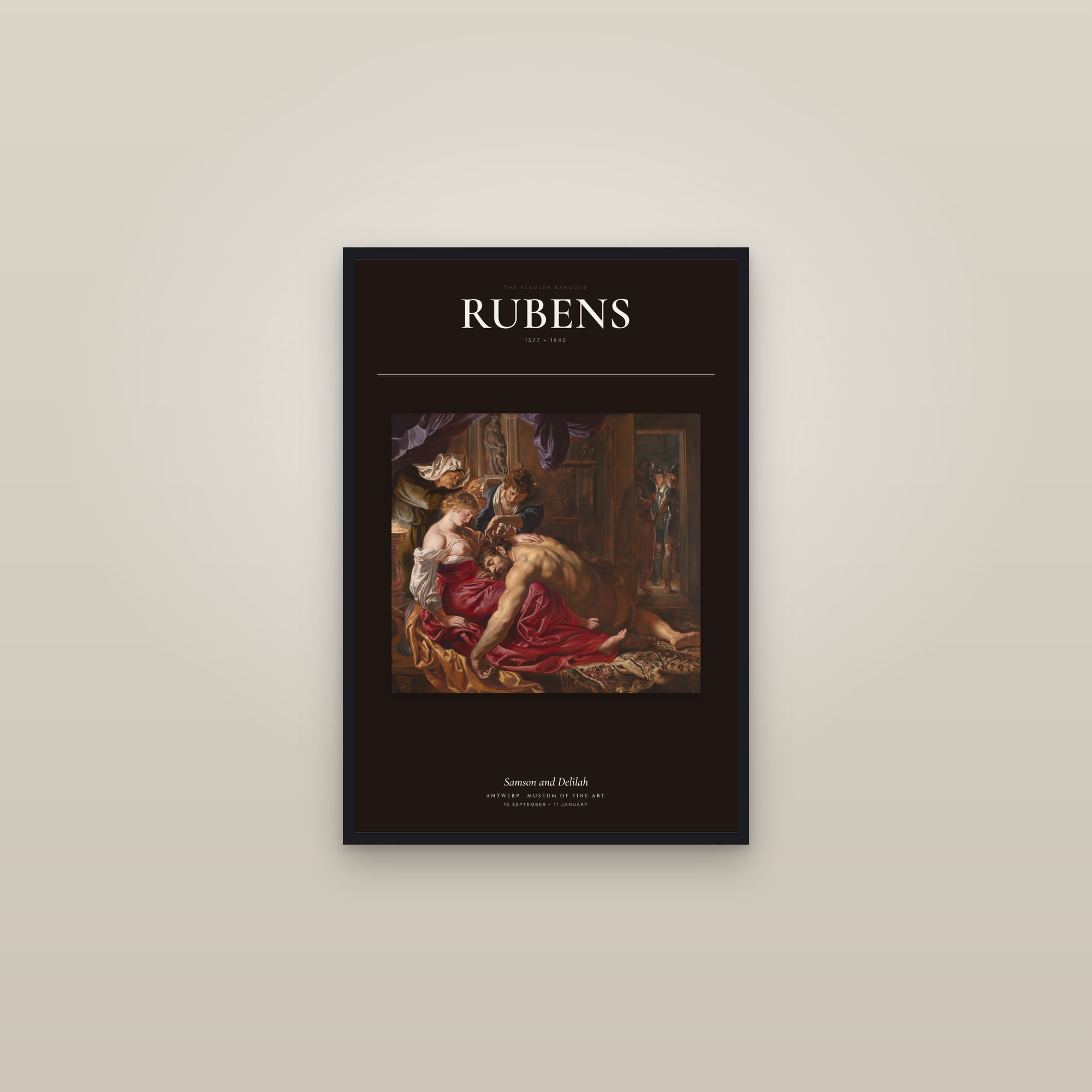 Samson and Delilah — Exhibition Poster — framed in a gallery setting