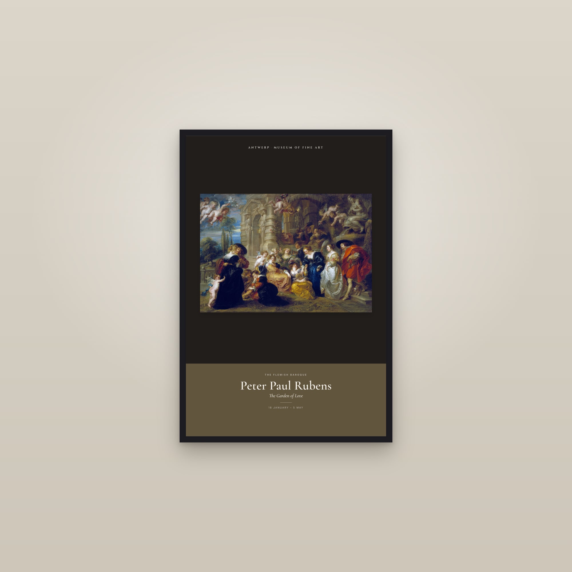 The Garden of Love — Exhibition Poster — framed in a gallery setting