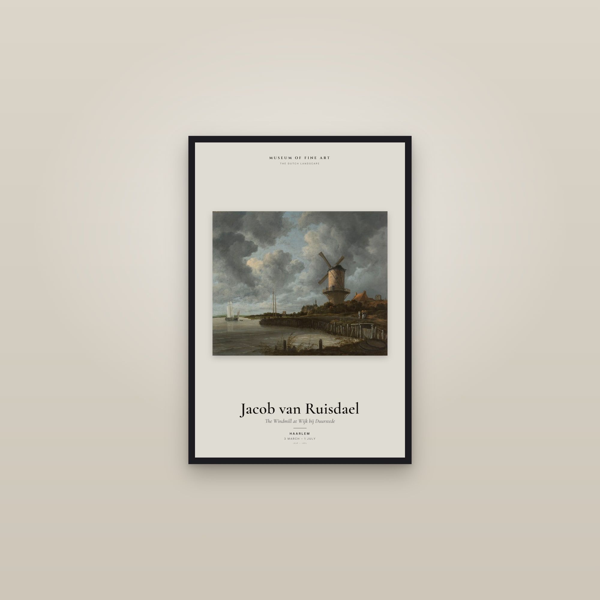 The Windmill at Wijk bij Duurstede — Exhibition Poster — framed in a gallery setting