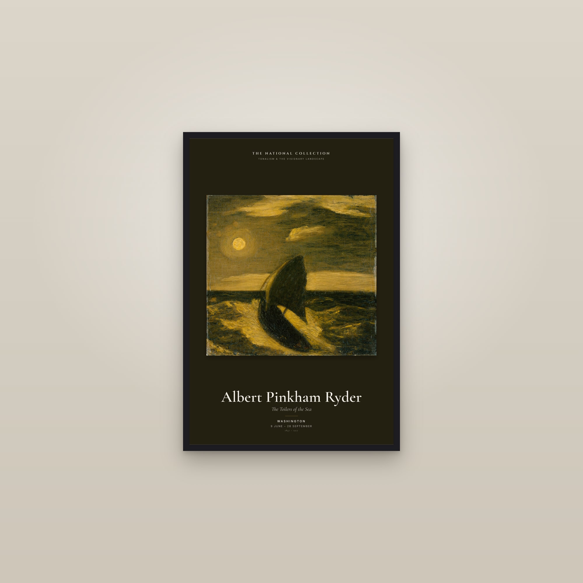 The Toilers of the Sea — Exhibition Poster — framed in a gallery setting