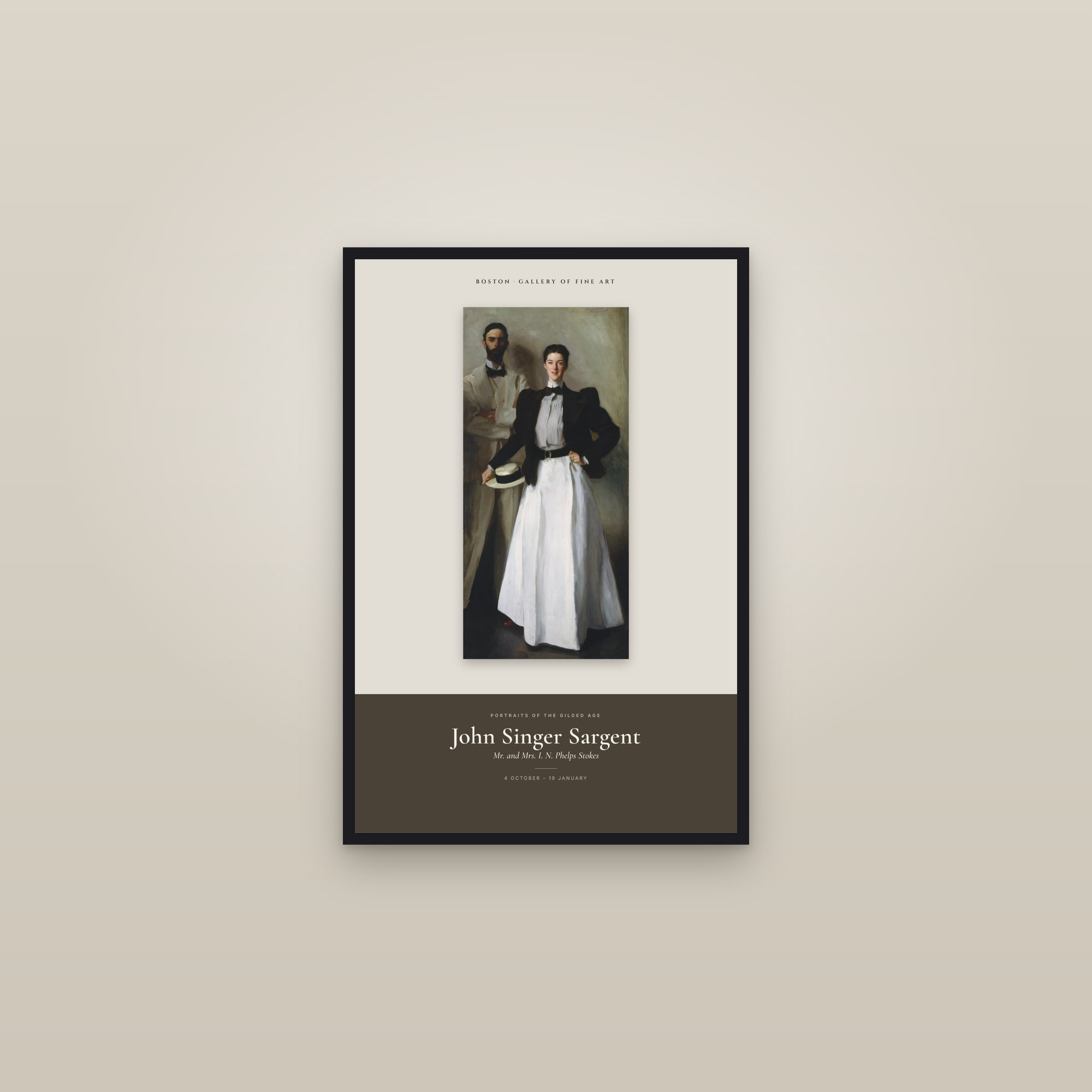 Mr. and Mrs. I. N. Phelps Stokes — Exhibition Poster — framed in a gallery setting