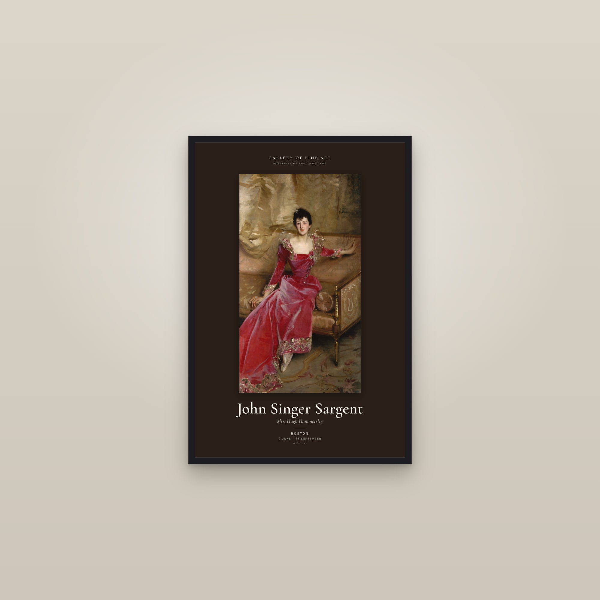 Mrs. Hugh Hammersley — Exhibition Poster — framed in a gallery setting
