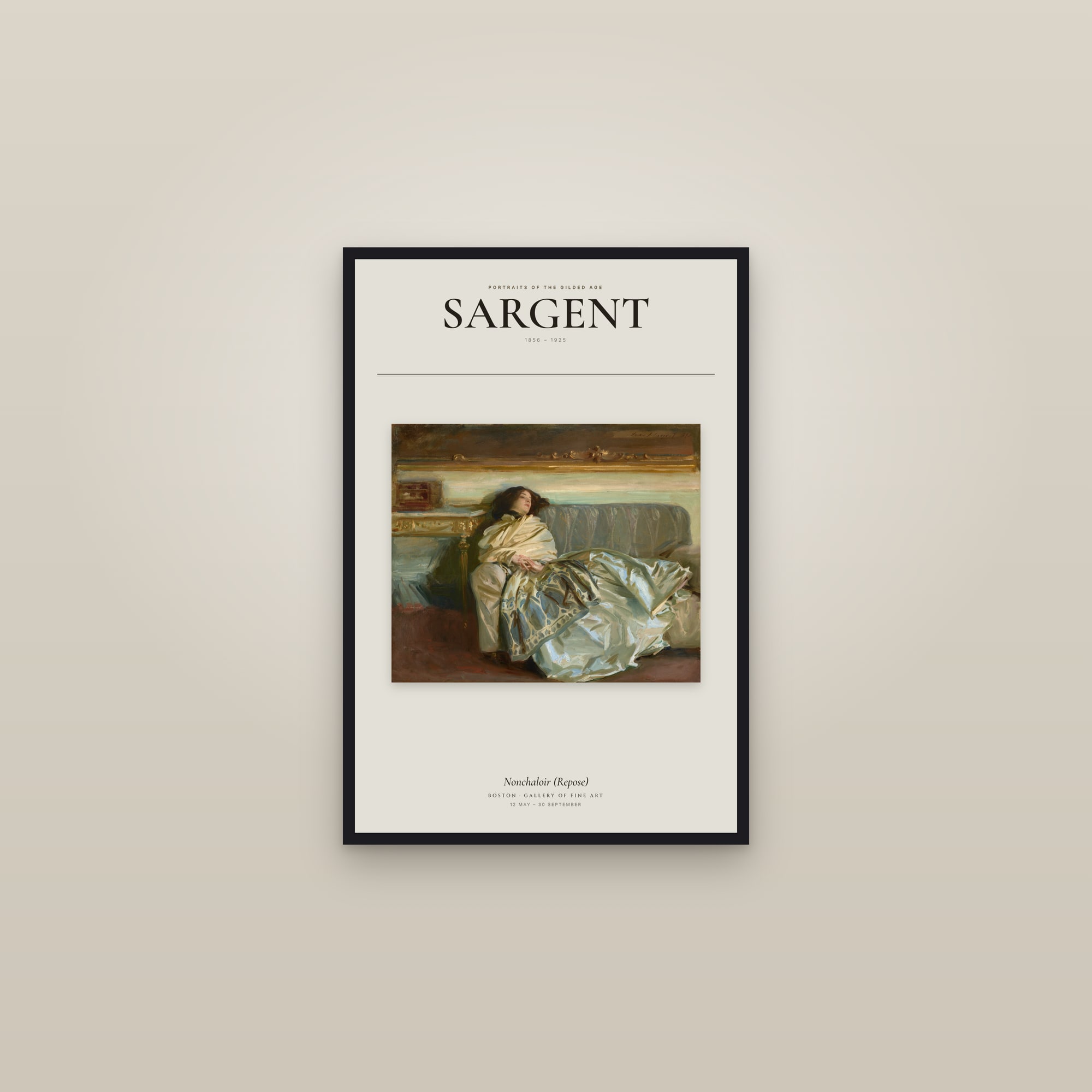 Nonchaloir (Repose) — Exhibition Poster — framed in a gallery setting