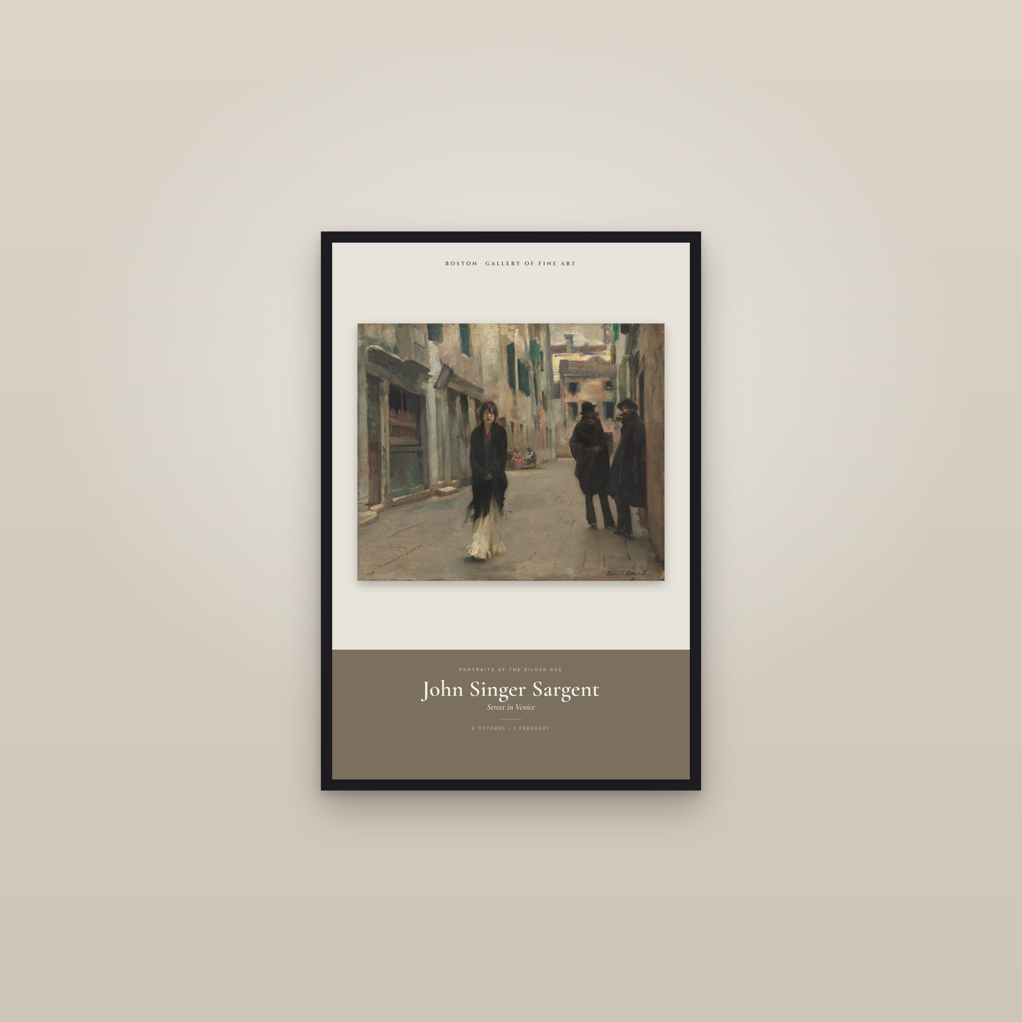 Street in Venice — Exhibition Poster — framed in a gallery setting