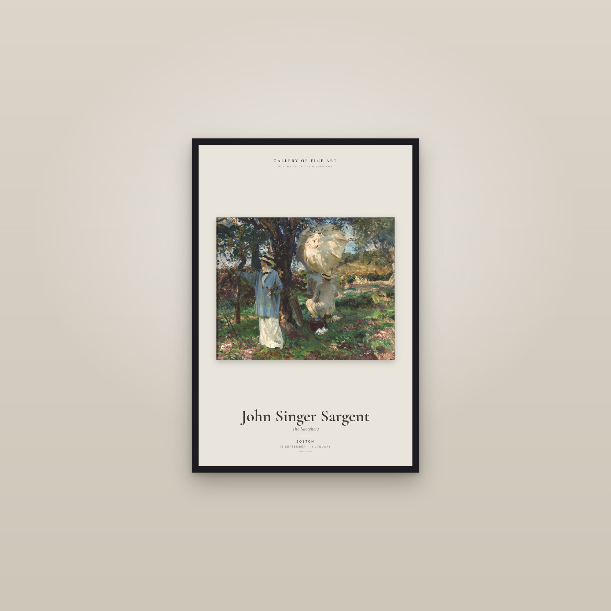 The Sketchers — Exhibition Poster — framed in a gallery setting