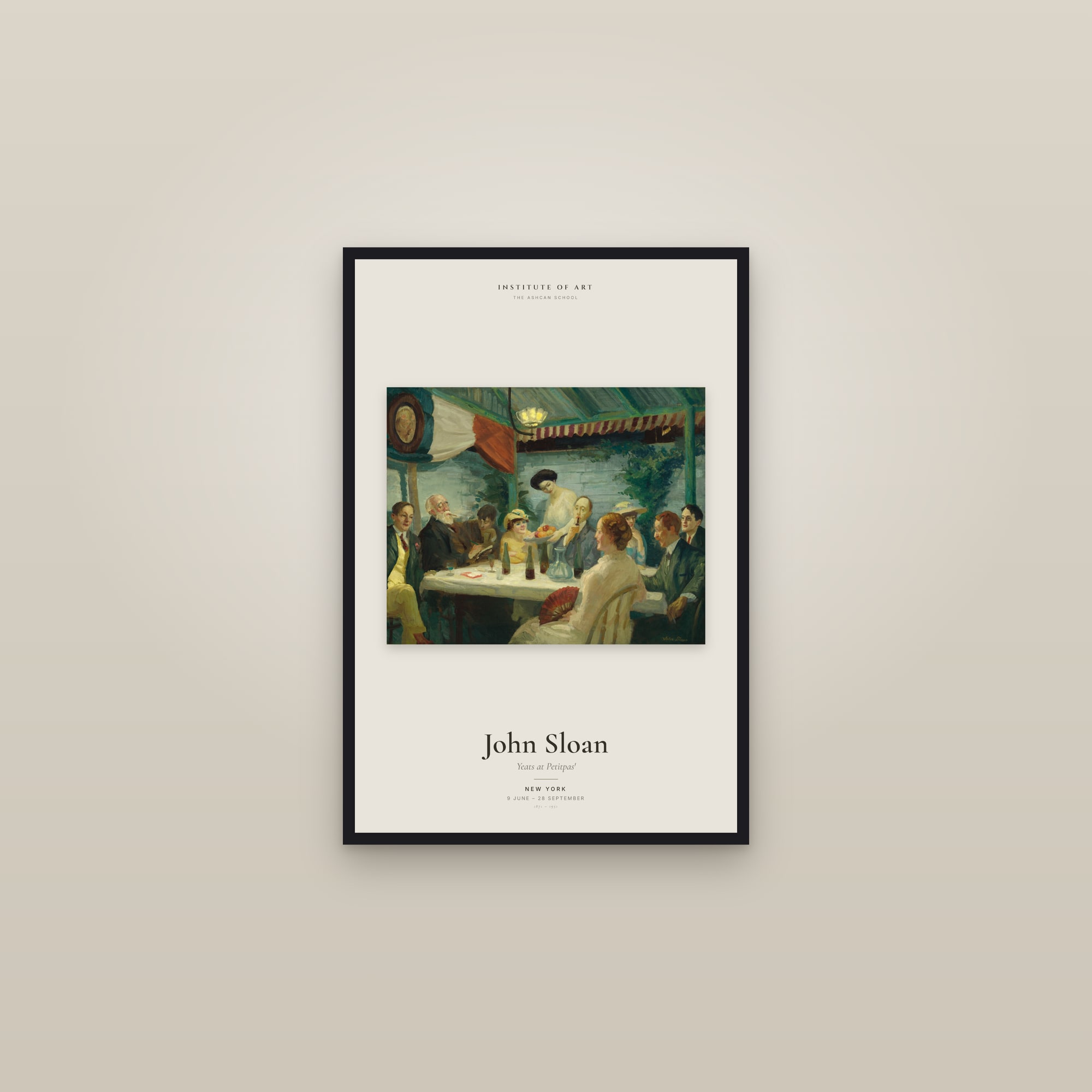 Yeats at Petitpas' — Exhibition Poster — framed in a gallery setting