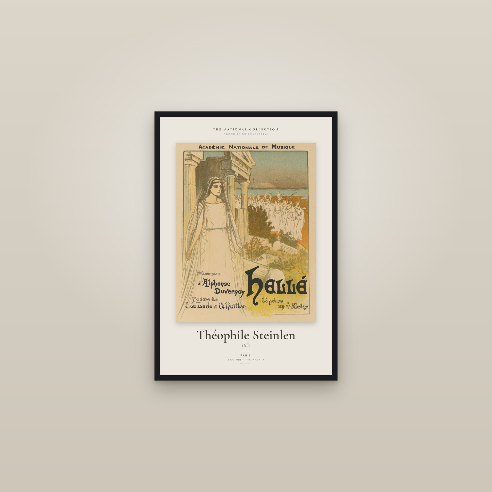 Hellé — Exhibition Poster — framed in a gallery setting