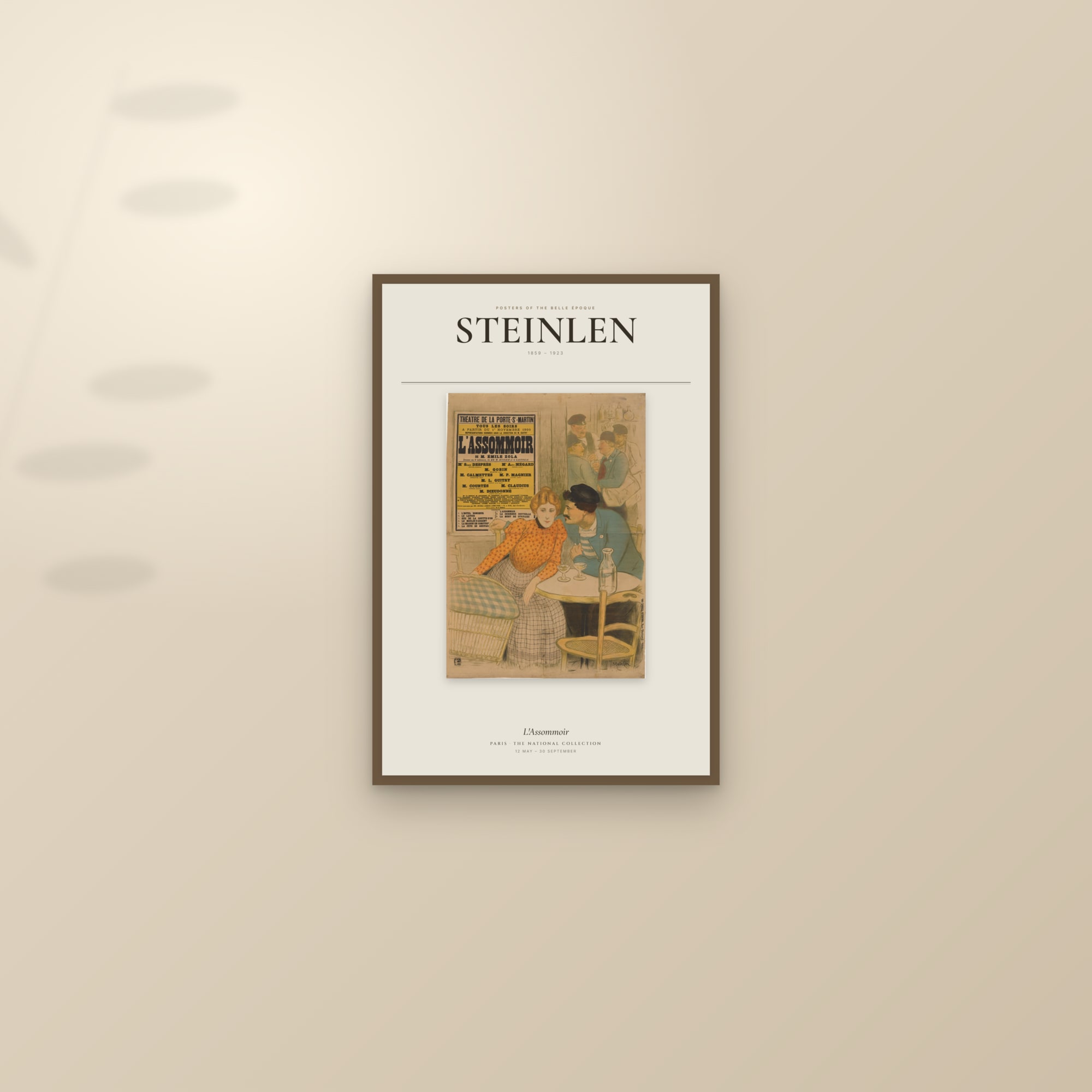 L'Assommoir — Exhibition Poster — framed and styled on a sunlit wall