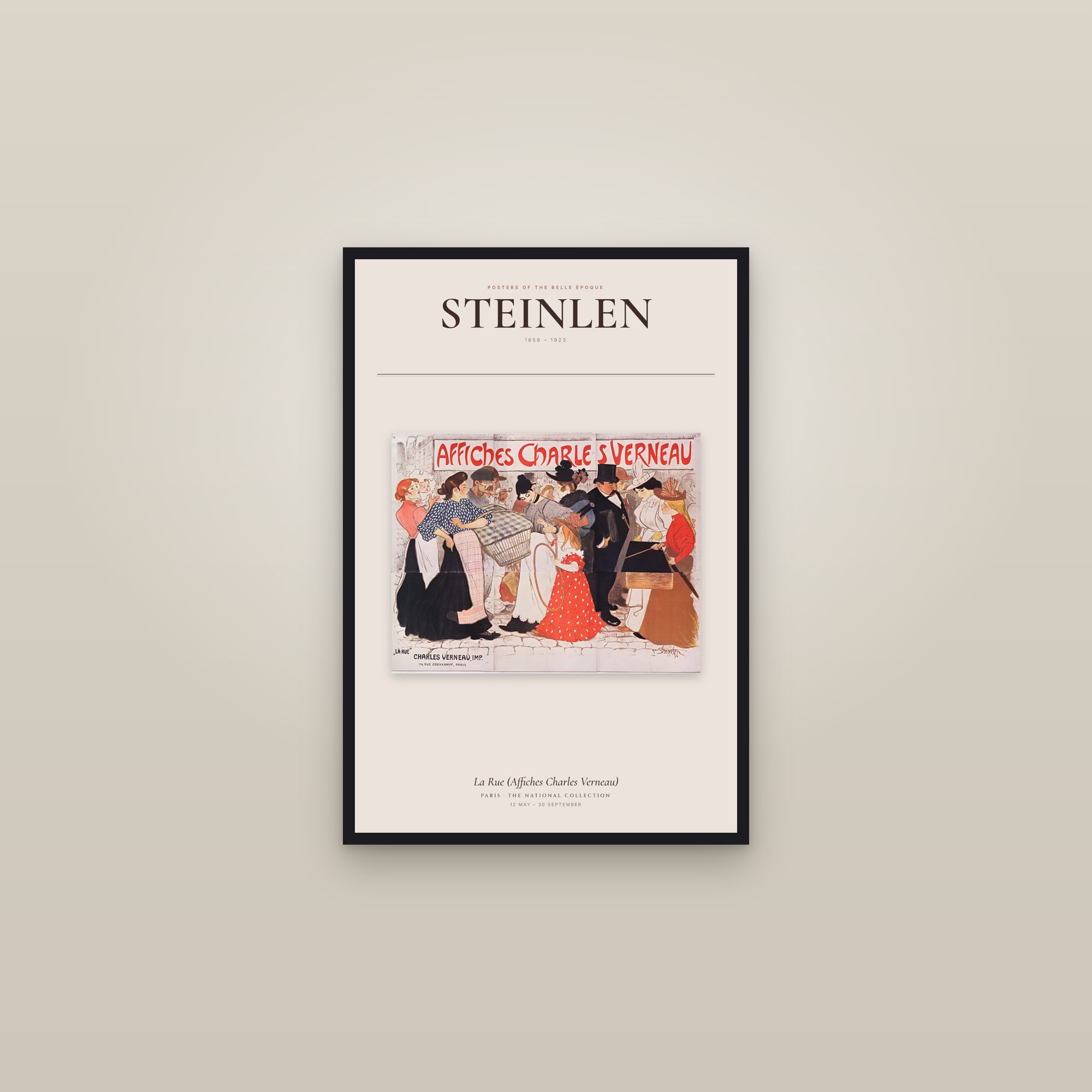 La Rue (Affiches Charles Verneau) — Exhibition Poster — framed in a gallery setting