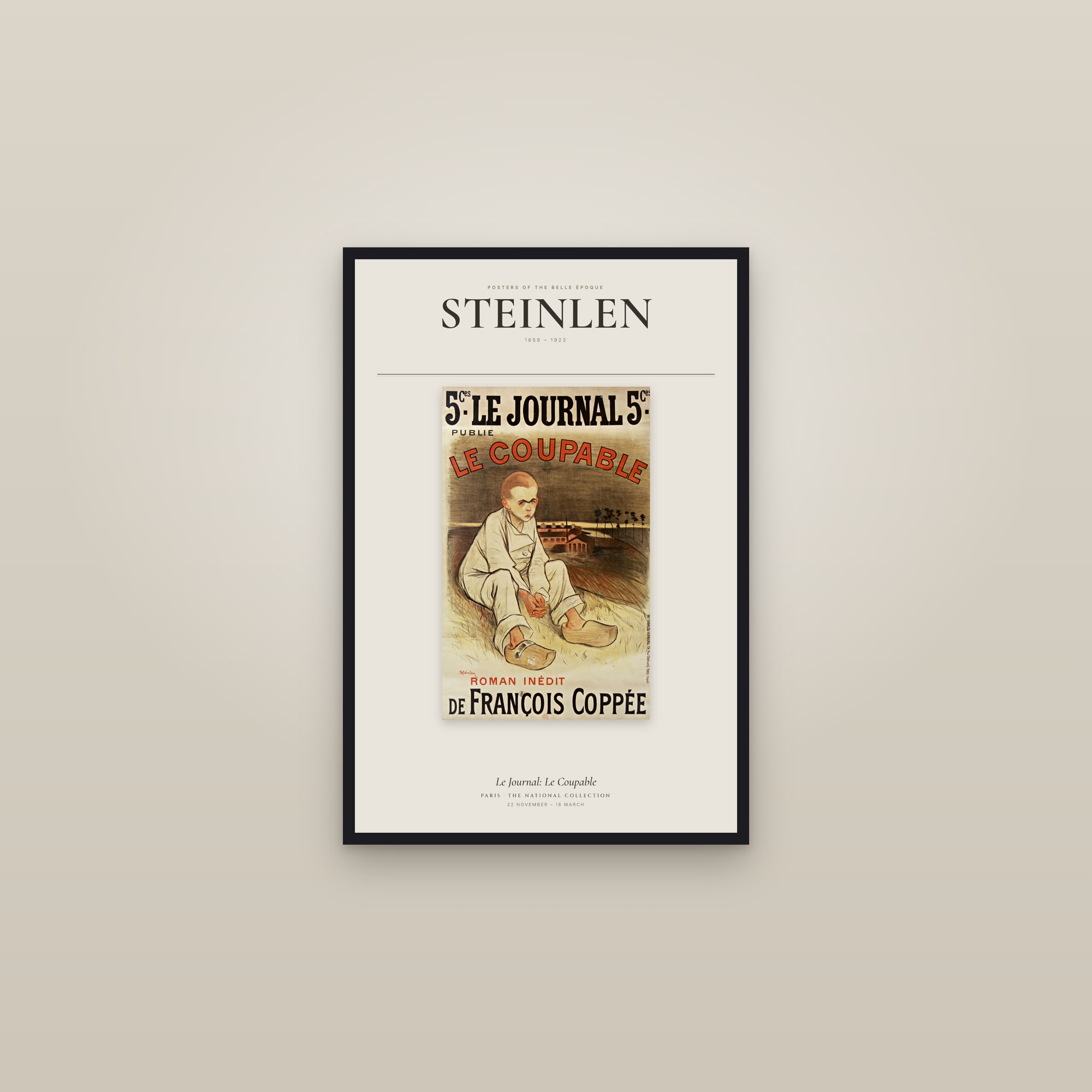 Le Journal: Le Coupable — Exhibition Poster — framed in a gallery setting
