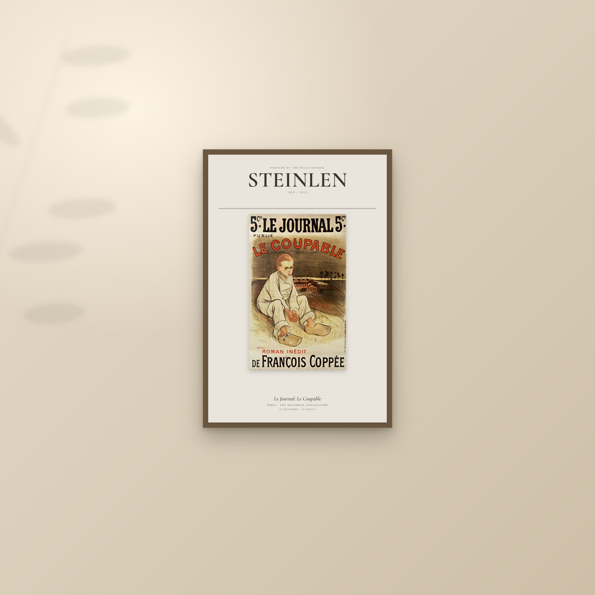 Le Journal: Le Coupable — Exhibition Poster — framed and styled on a sunlit wall
