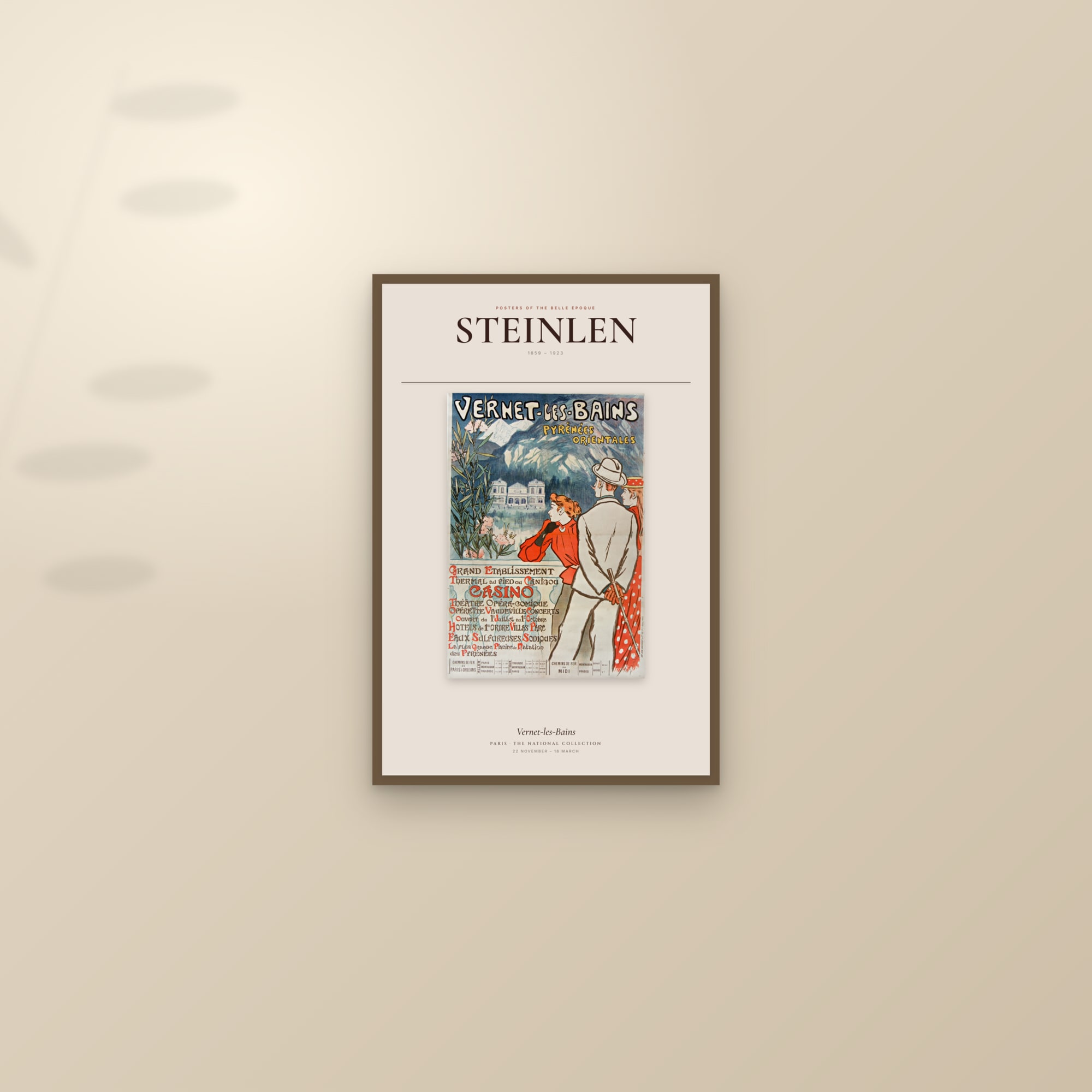 Vernet-les-Bains — Exhibition Poster — framed and styled on a sunlit wall