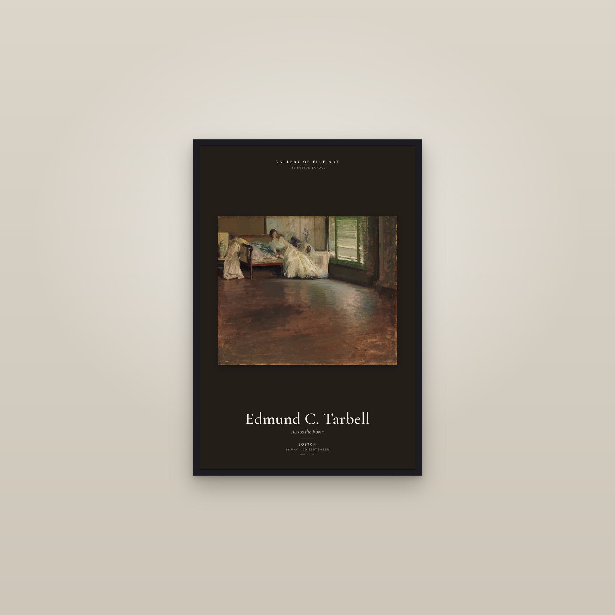 Across the Room — Exhibition Poster — framed in a gallery setting