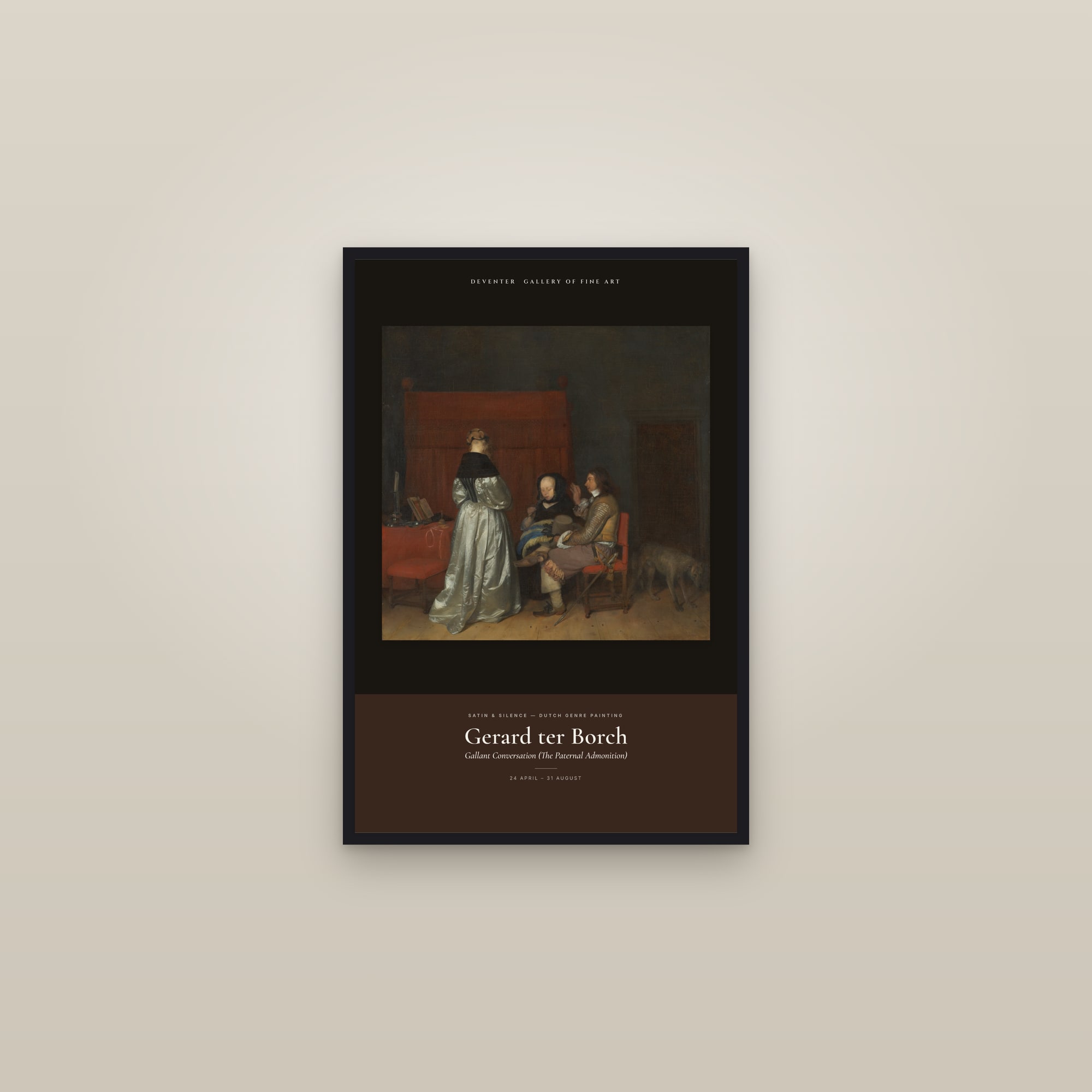 Gallant Conversation (The Paternal Admonition) — Exhibition Poster — framed in a gallery setting