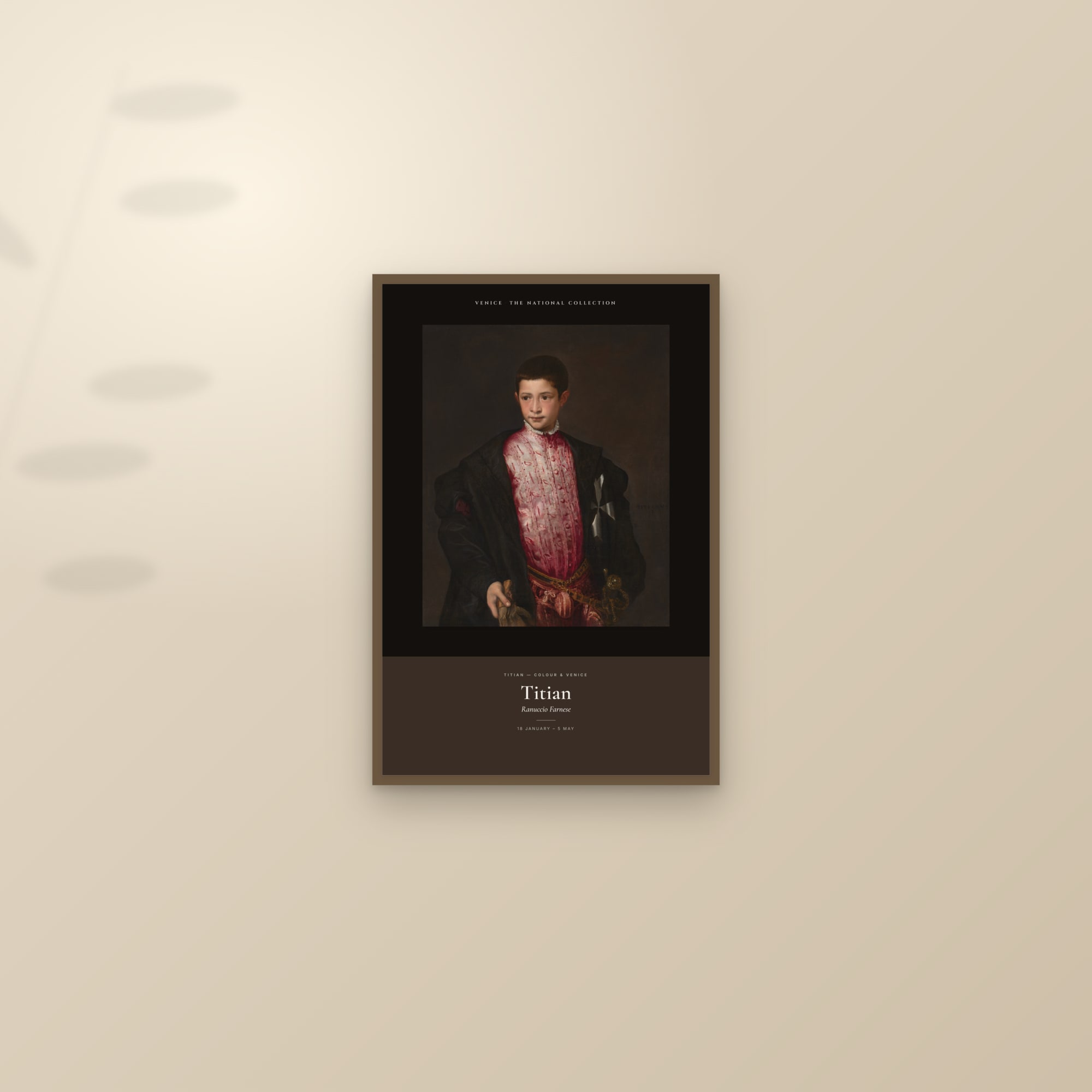 Ranuccio Farnese — Exhibition Poster — framed and styled on a sunlit wall