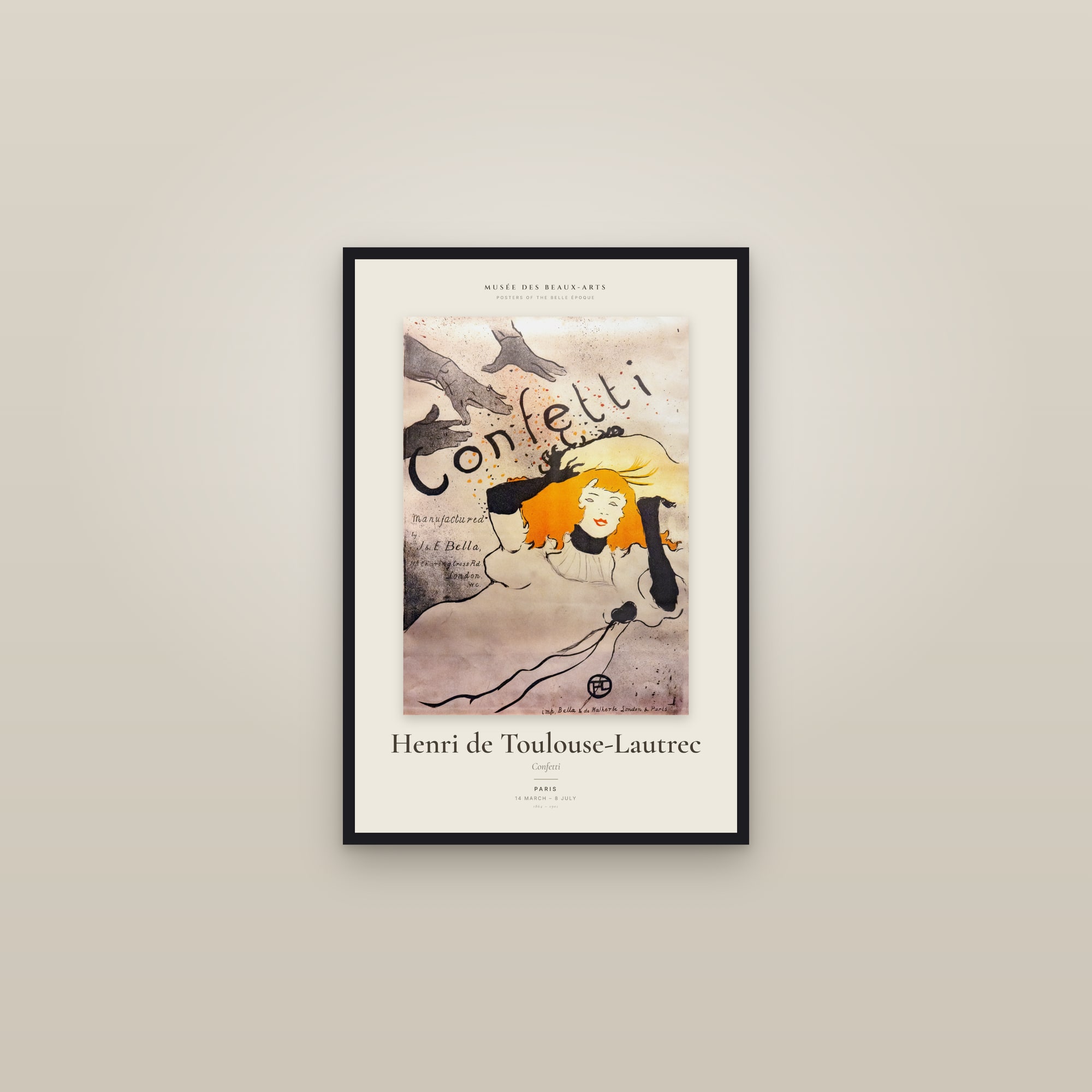 Confetti — Exhibition Poster — framed in a gallery setting